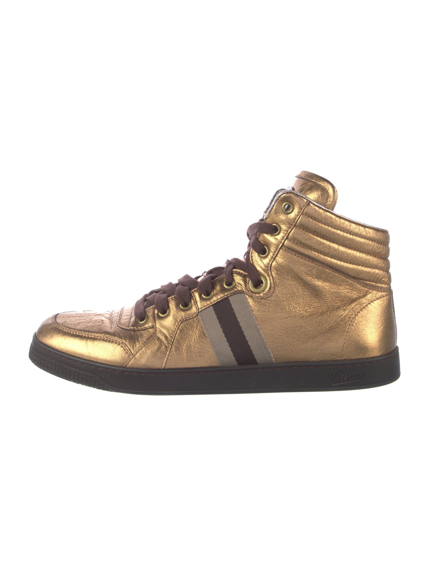 Gucci Web Accent Leather Sneakers