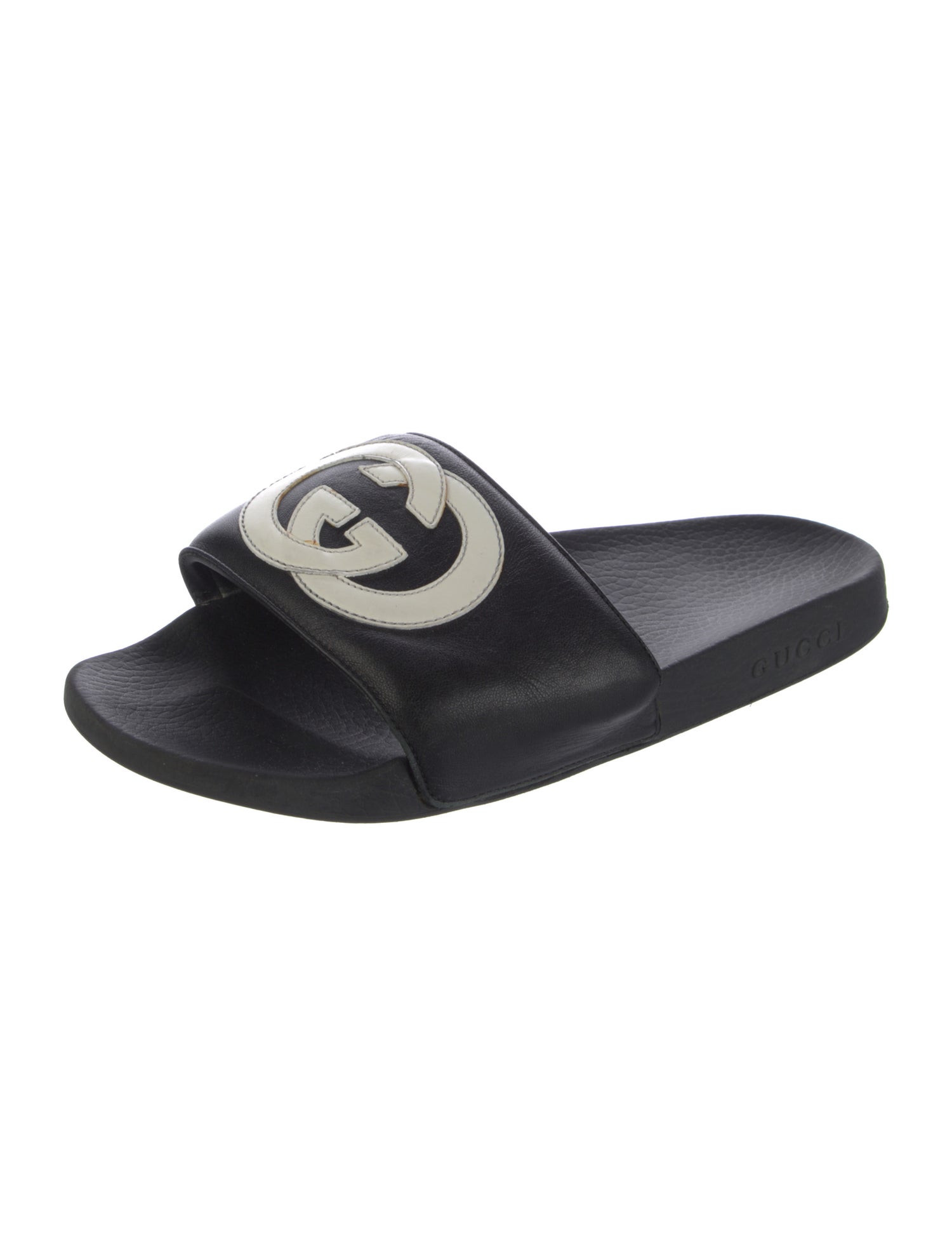 Gucci Interlocking G Logo Leather Slides