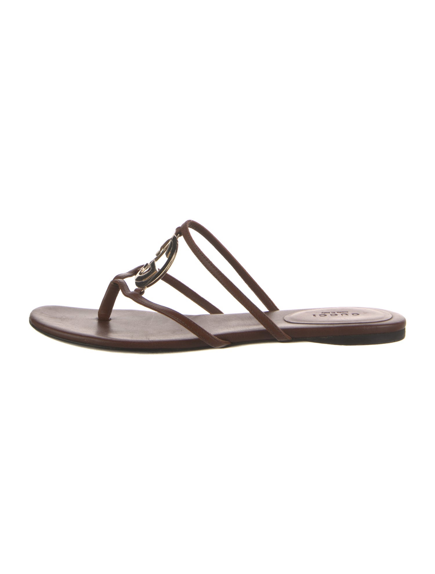 Gucci Interlocking G Logo Leather Flip Flops