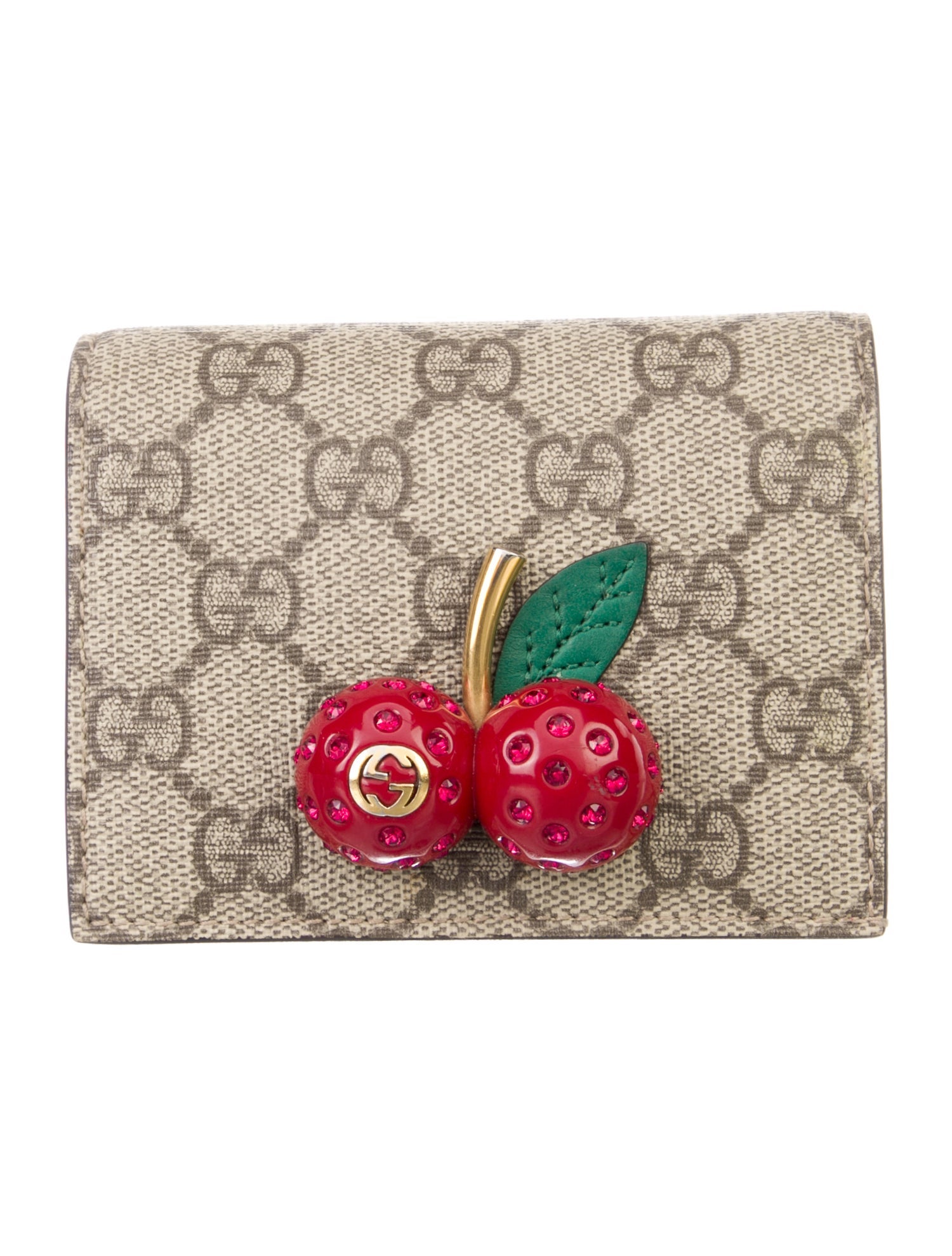 Gucci Cherries GG Supreme Compact Wallet