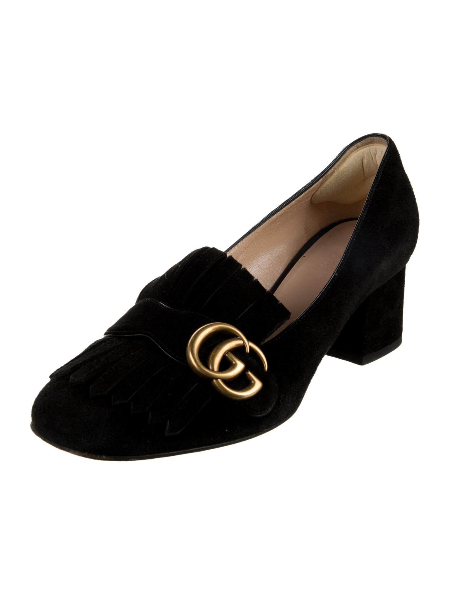 Gucci Gucci Marmont Fringed Mid-Heel Loafer Pump Double G Logo Pumps