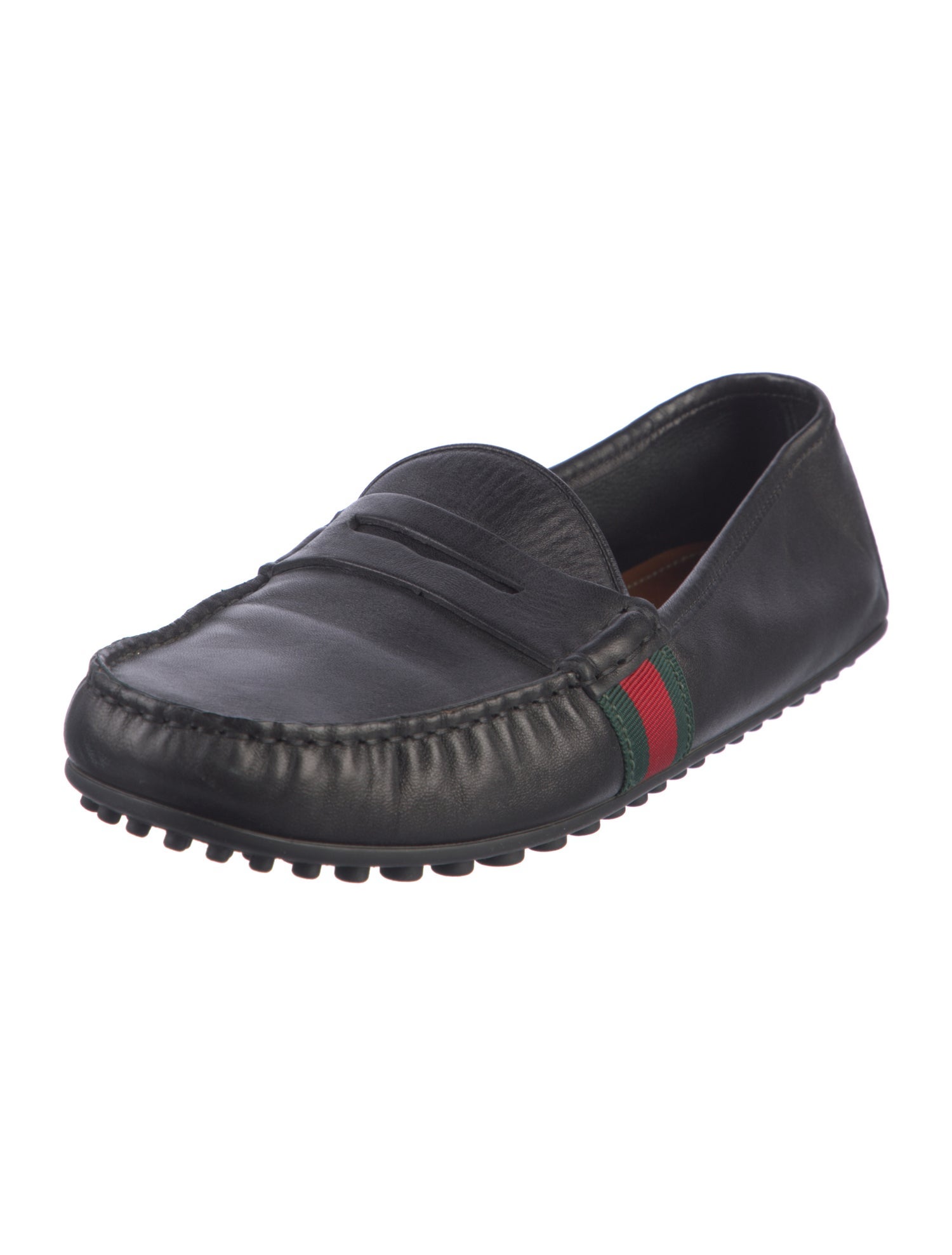 Gucci Web Accent Leather Drivers