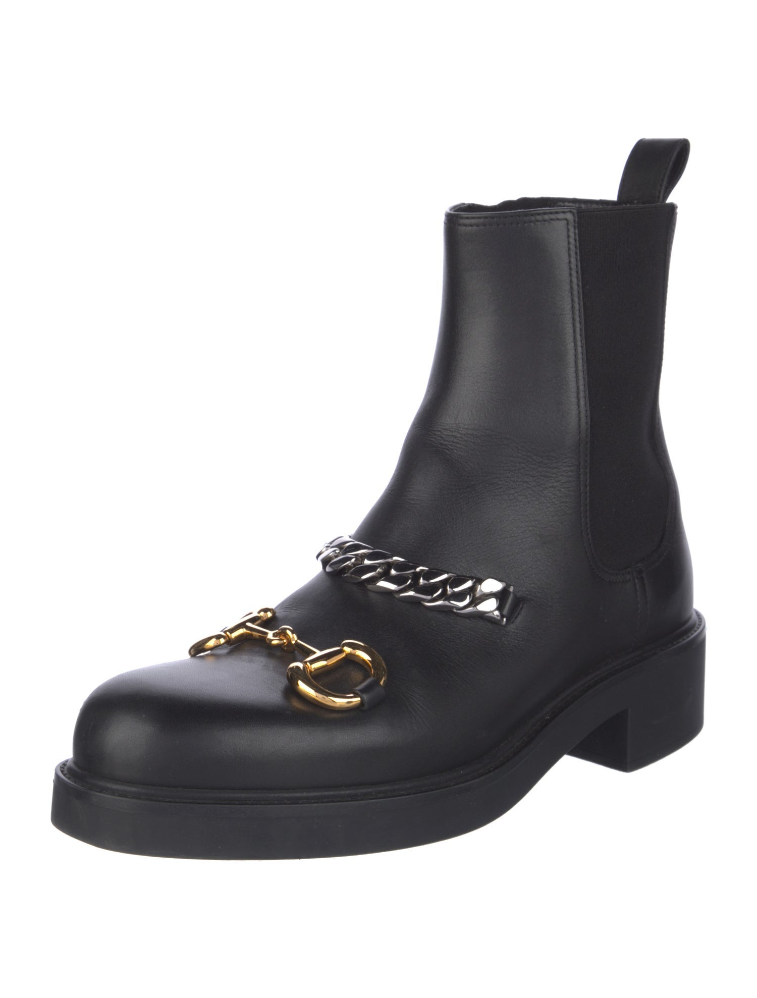 Gucci Horsebit Accent Leather Combat Boots