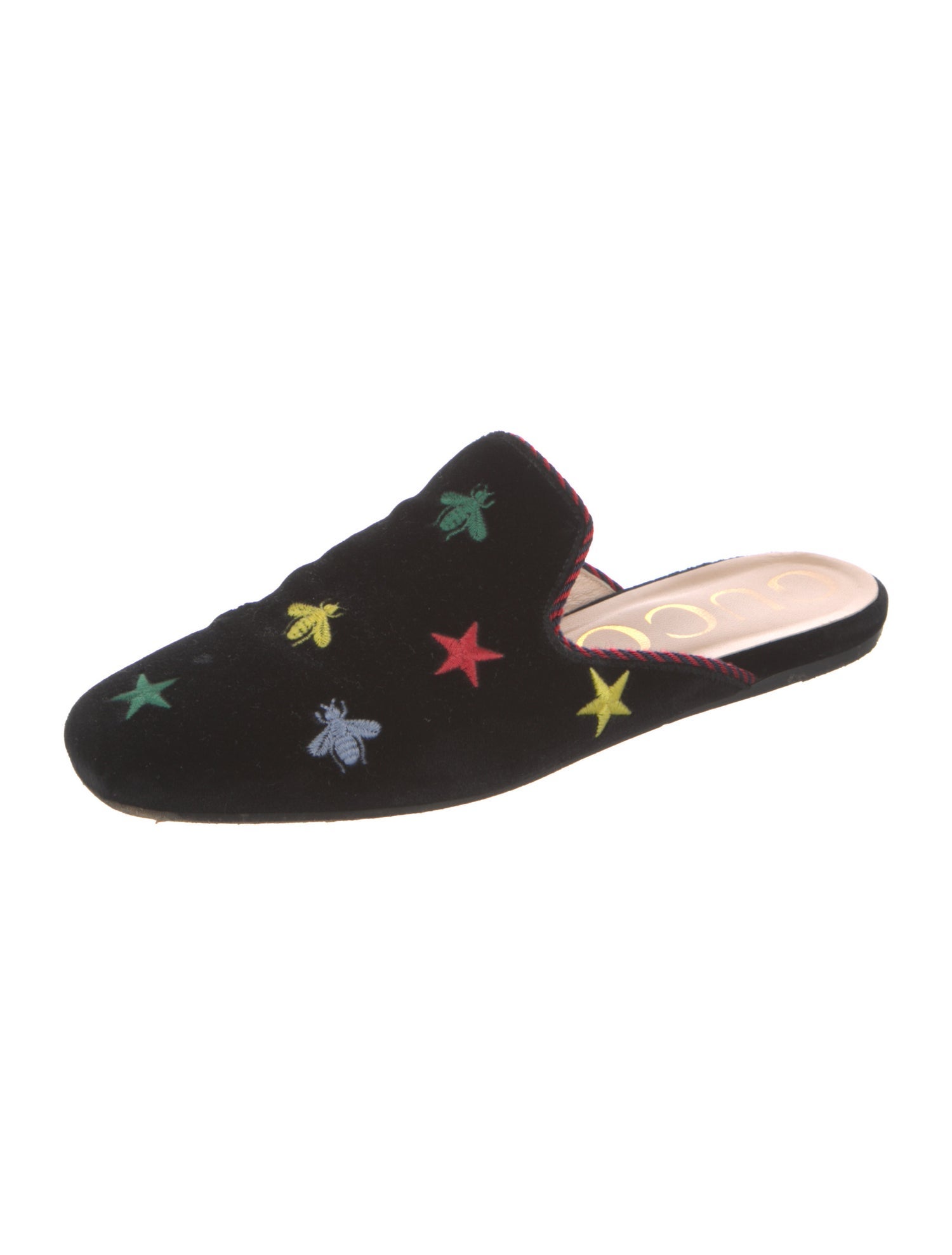 Gucci Bee Accent Velvet Mules