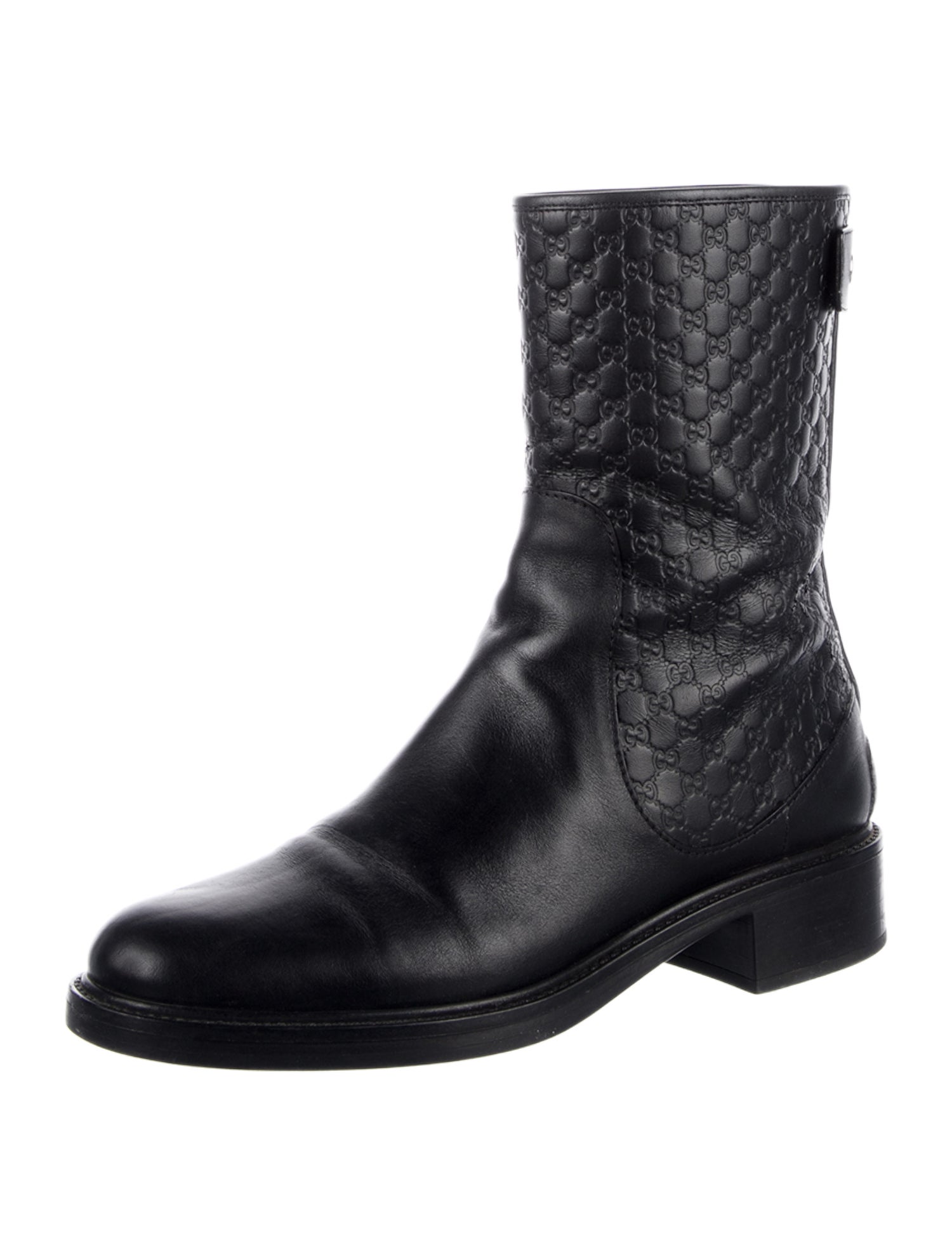 Gucci Microguccissima Pattern Embossed Leather Moto Boots