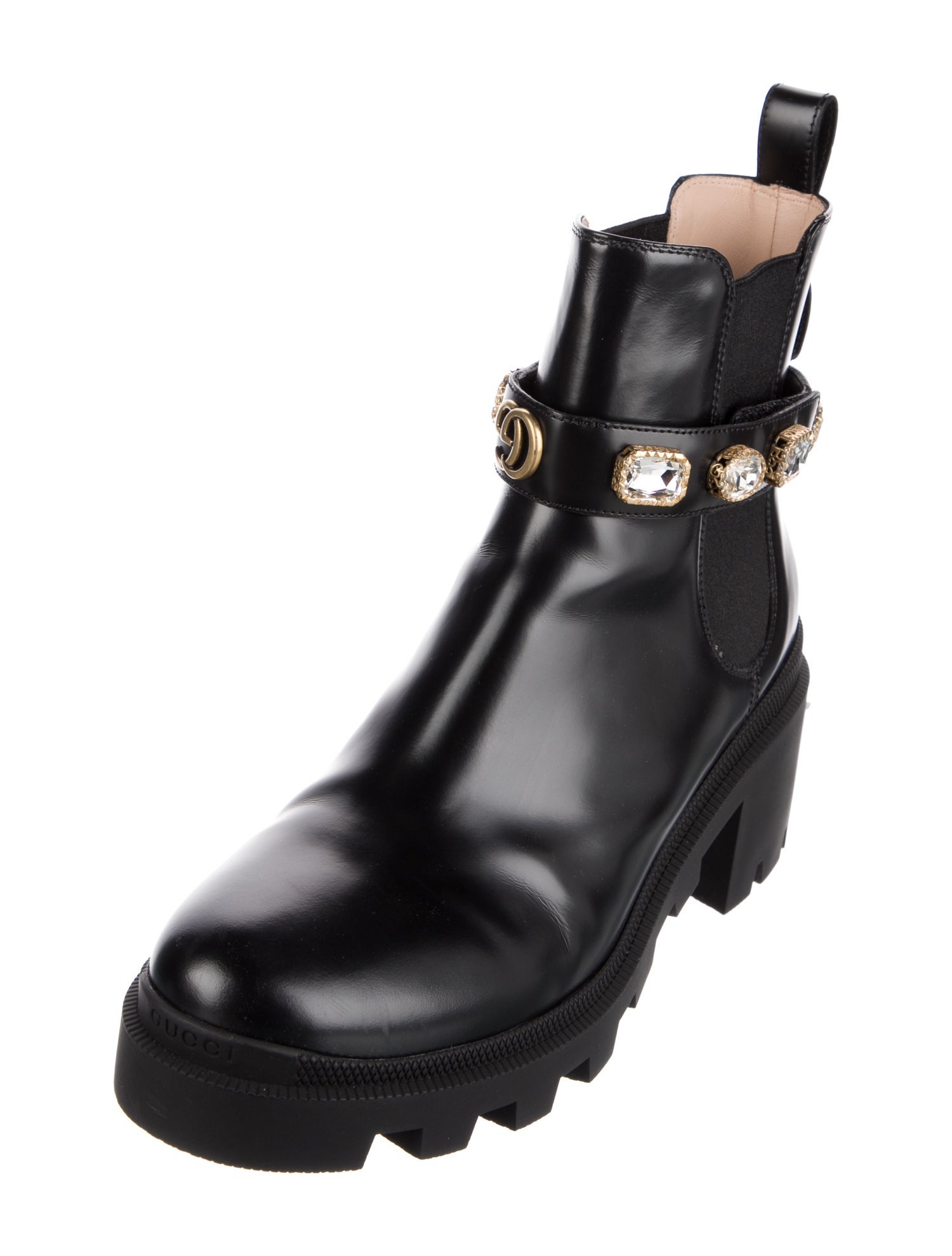 Gucci Double G Logo Leather Chelsea Boots