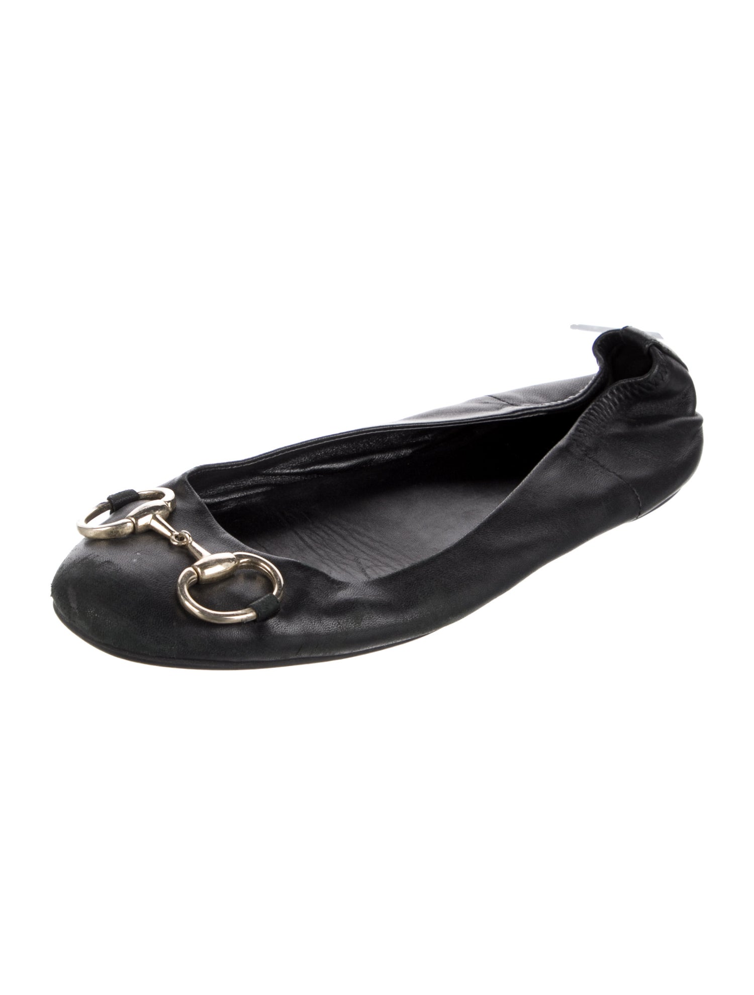 Gucci Horsebit Accent Leather Ballet Flats