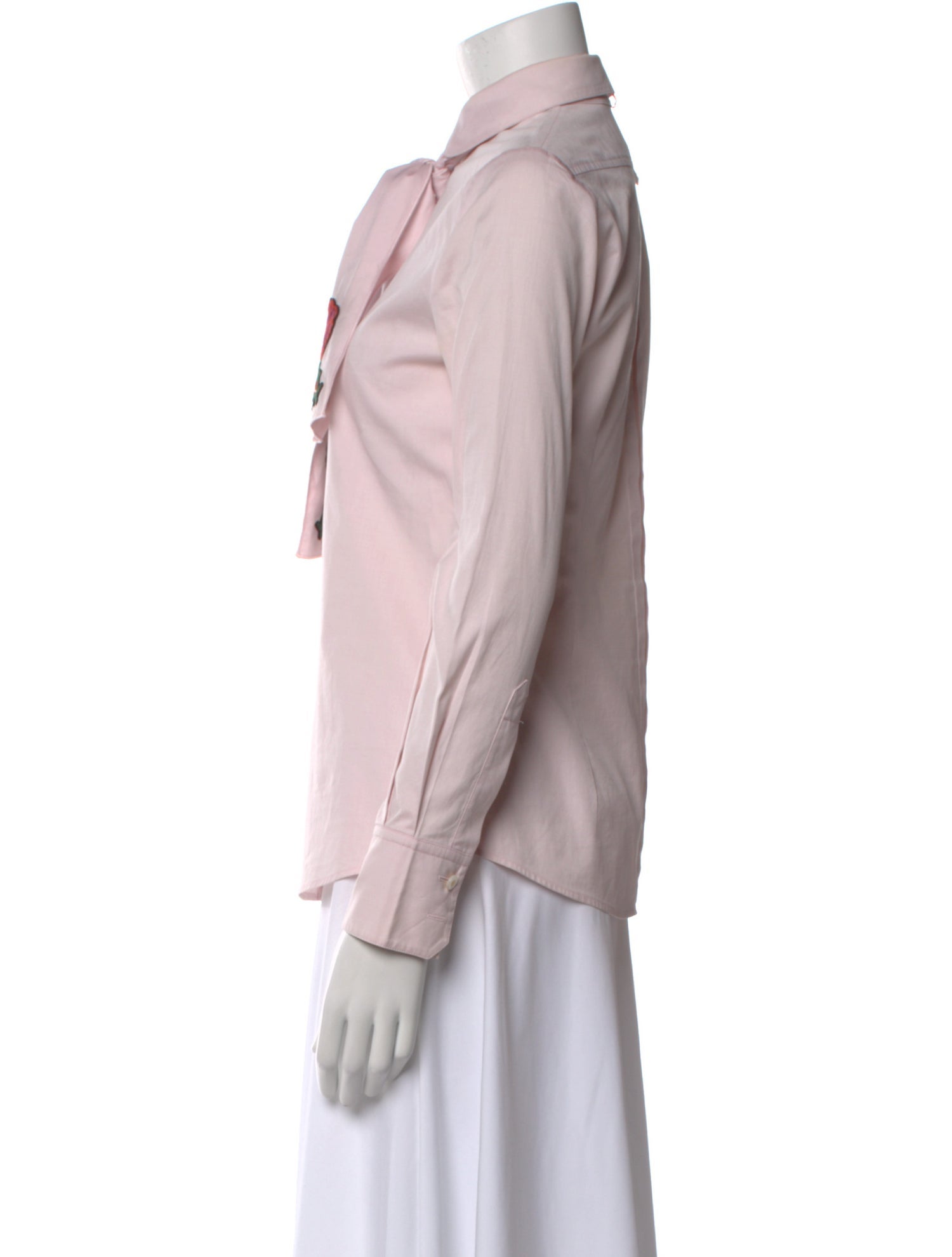 Gucci Tie Neck Long Sleeve Button-Up Top