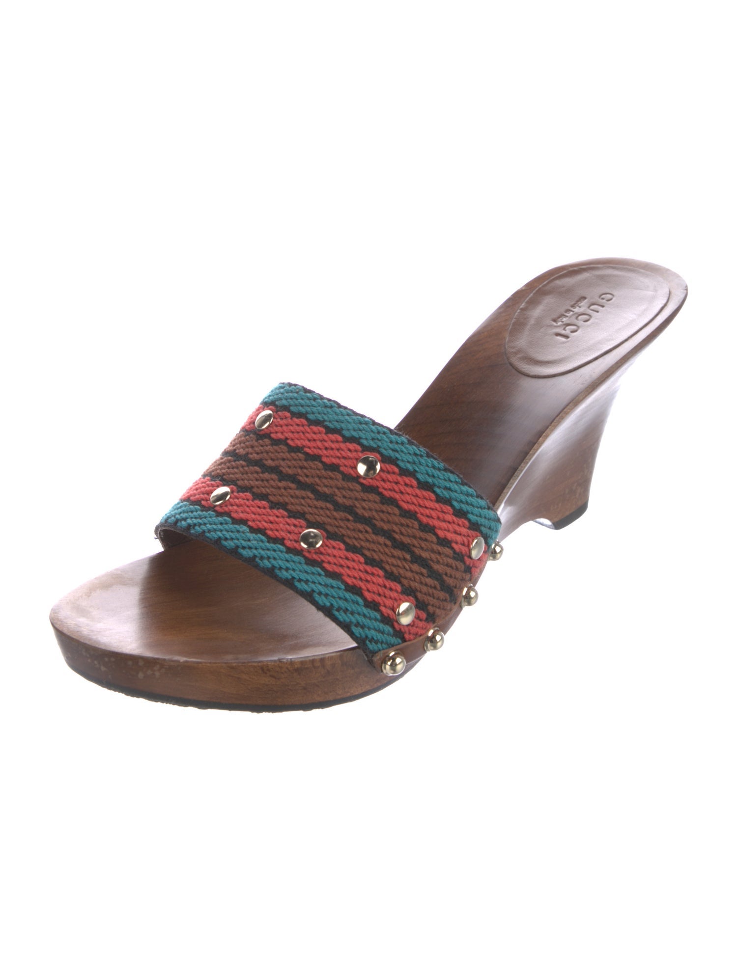 Gucci Printed Studded Accents Slides