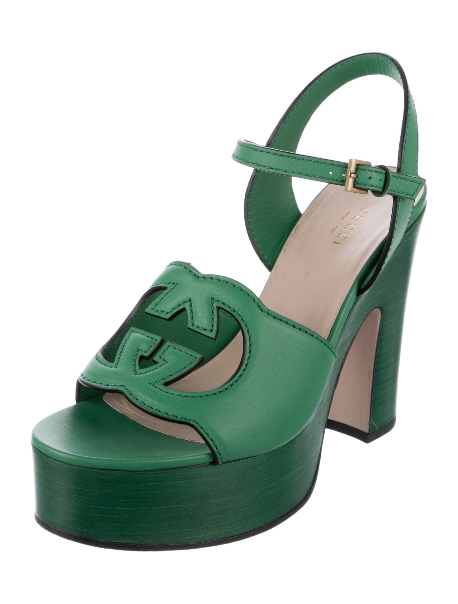 Gucci Interlocking G Logo Leather Sandals