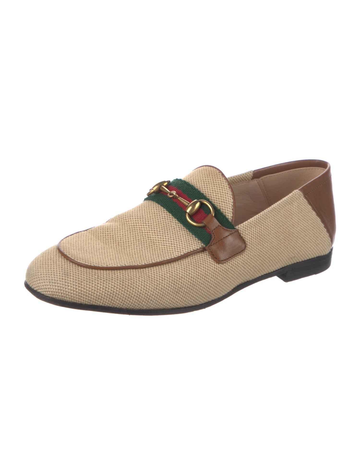 Gucci Web Accent Canvas Loafers