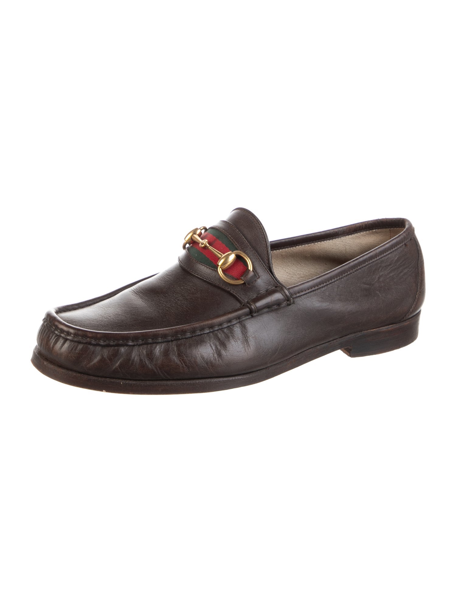 Gucci Web Accent Leather Dress Loafers