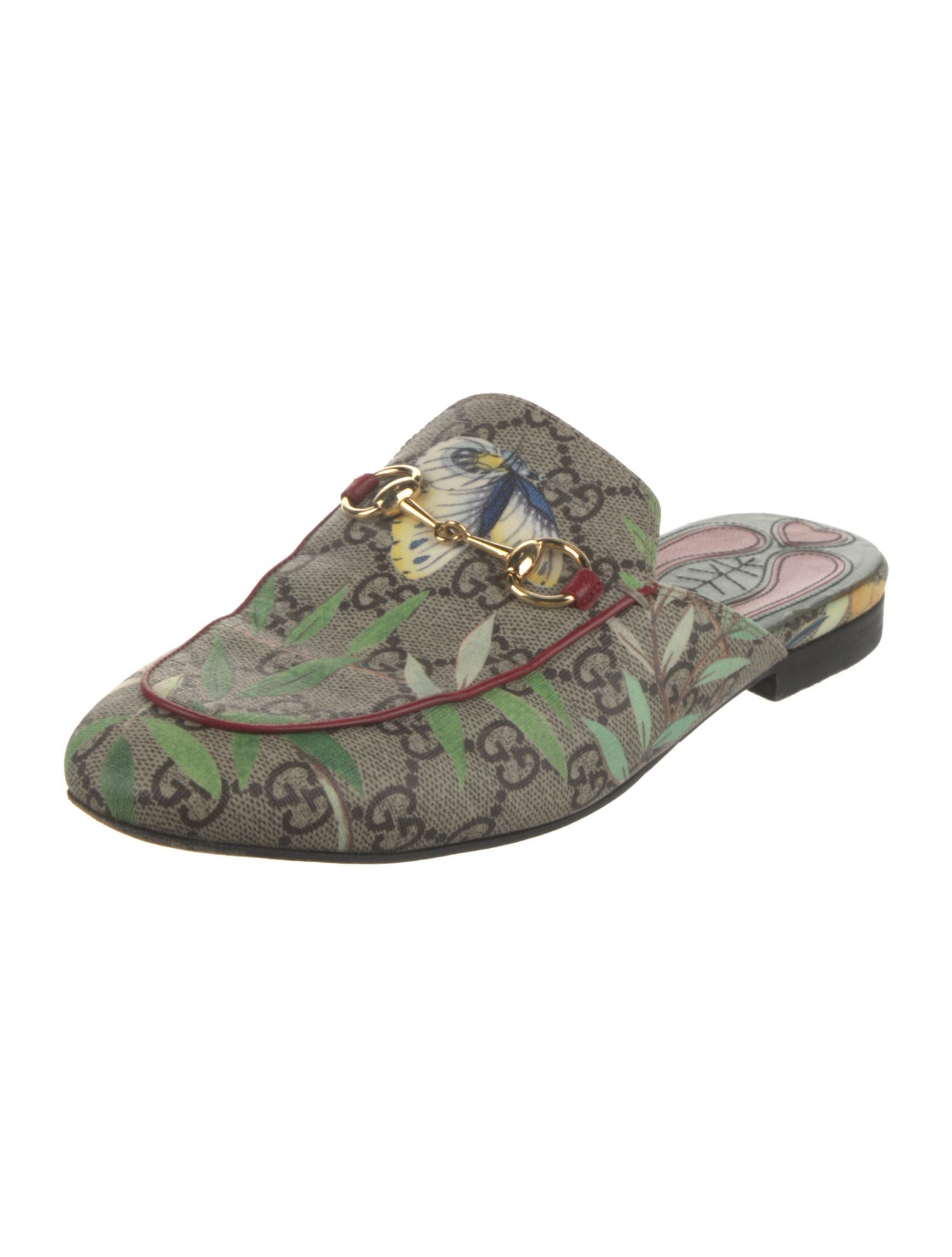 Gucci GG Supreme Leather Trim Embellishment Mules