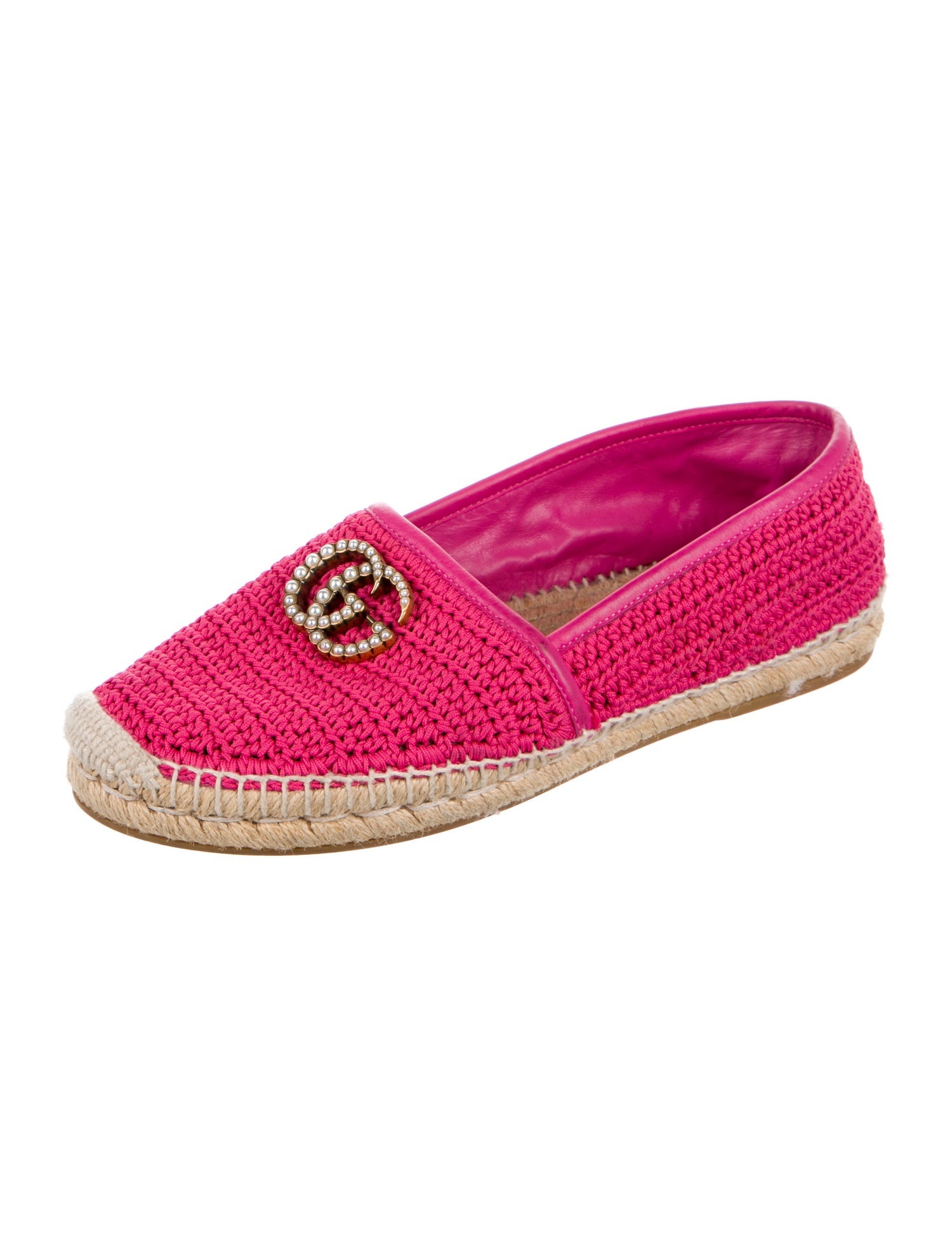 Gucci Faux Pearl Accents Beaded Accents Espadrilles