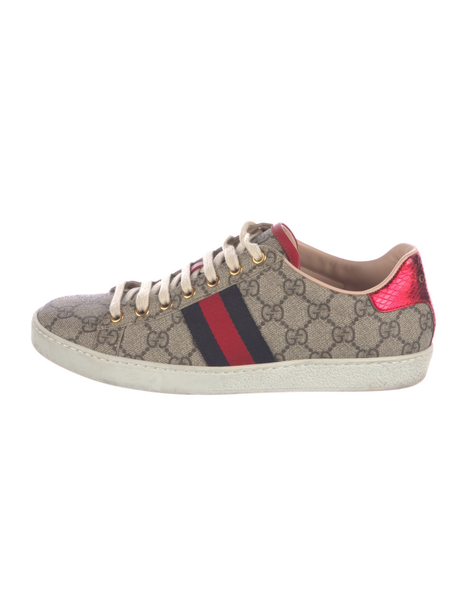 Gucci GG Supreme Leather Trim Embellishment Sneakers