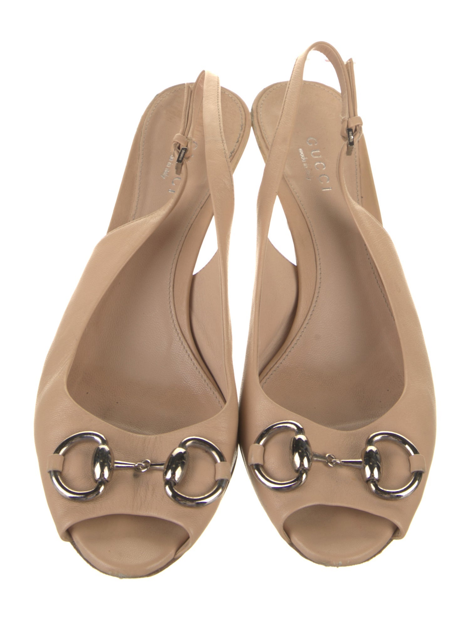 Gucci Horsebit Accent Leather Slingback Pumps