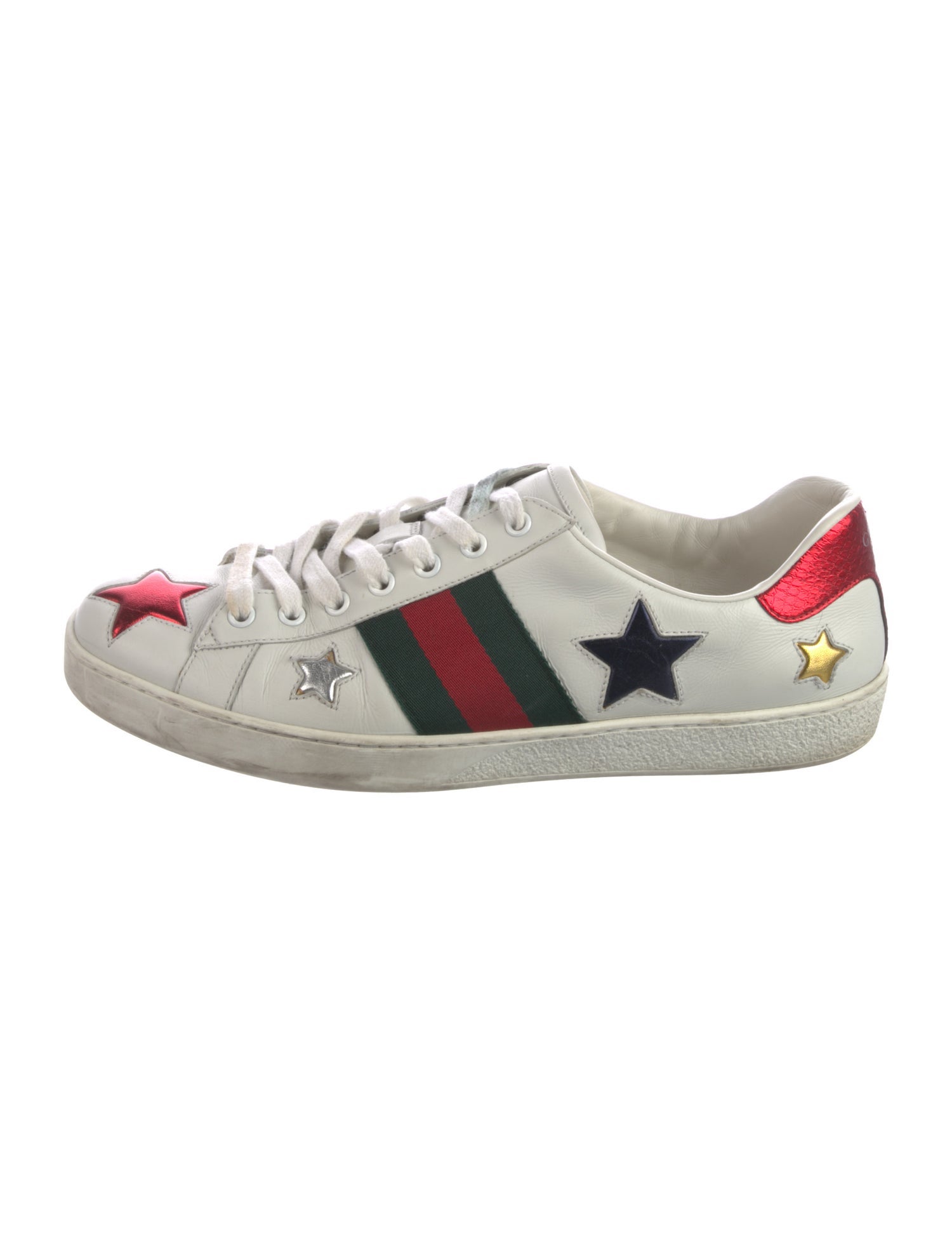 Gucci Web Accent Leather Sneakers