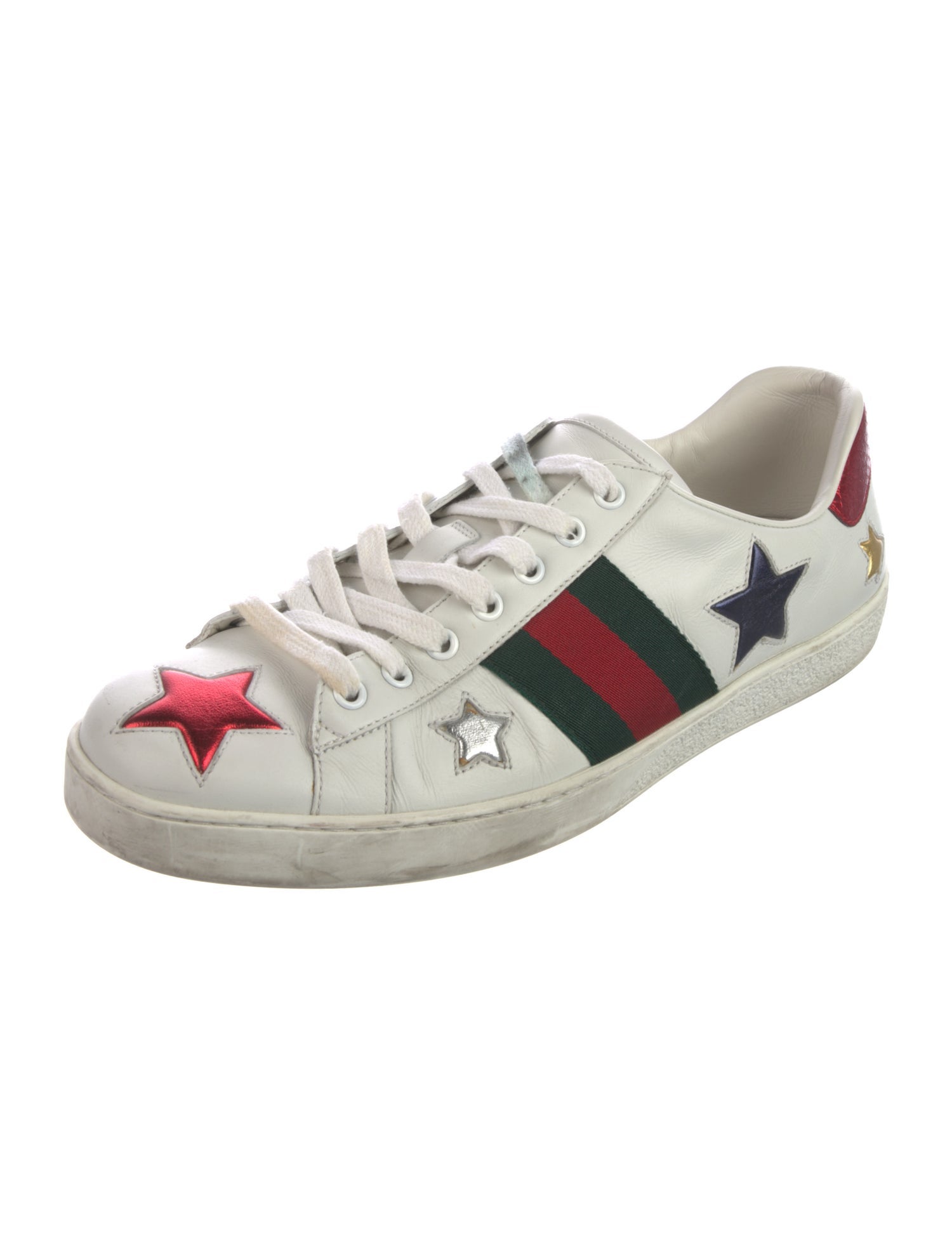 Gucci Web Accent Leather Sneakers