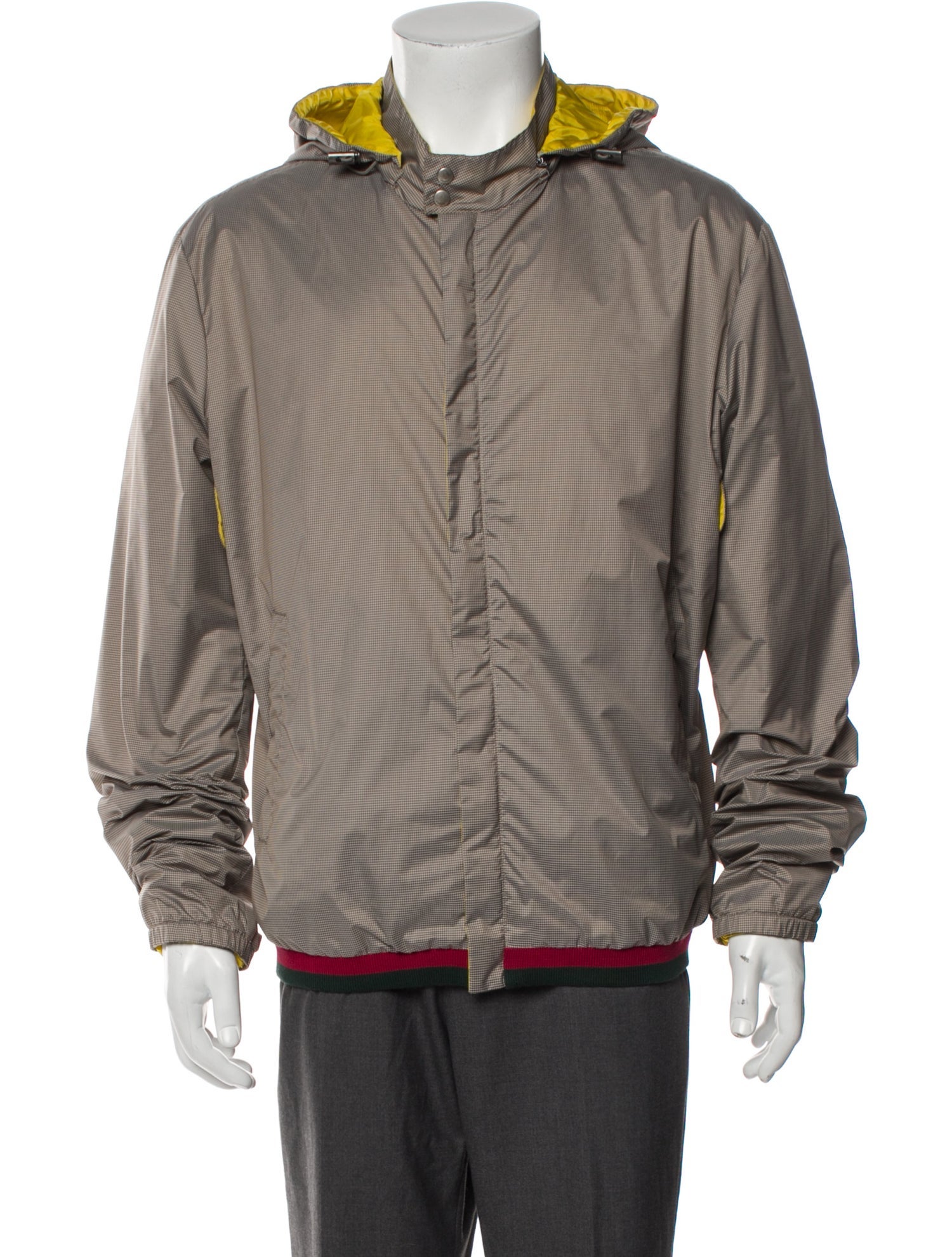 Gucci Web Accent Striped Puffer Coat