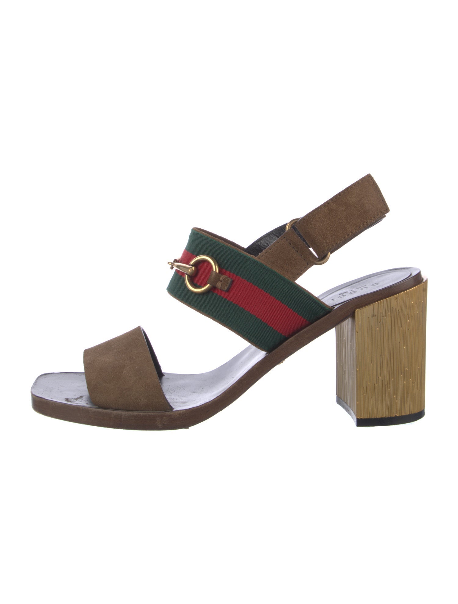 Gucci Web Accent Suede Slingback Sandals