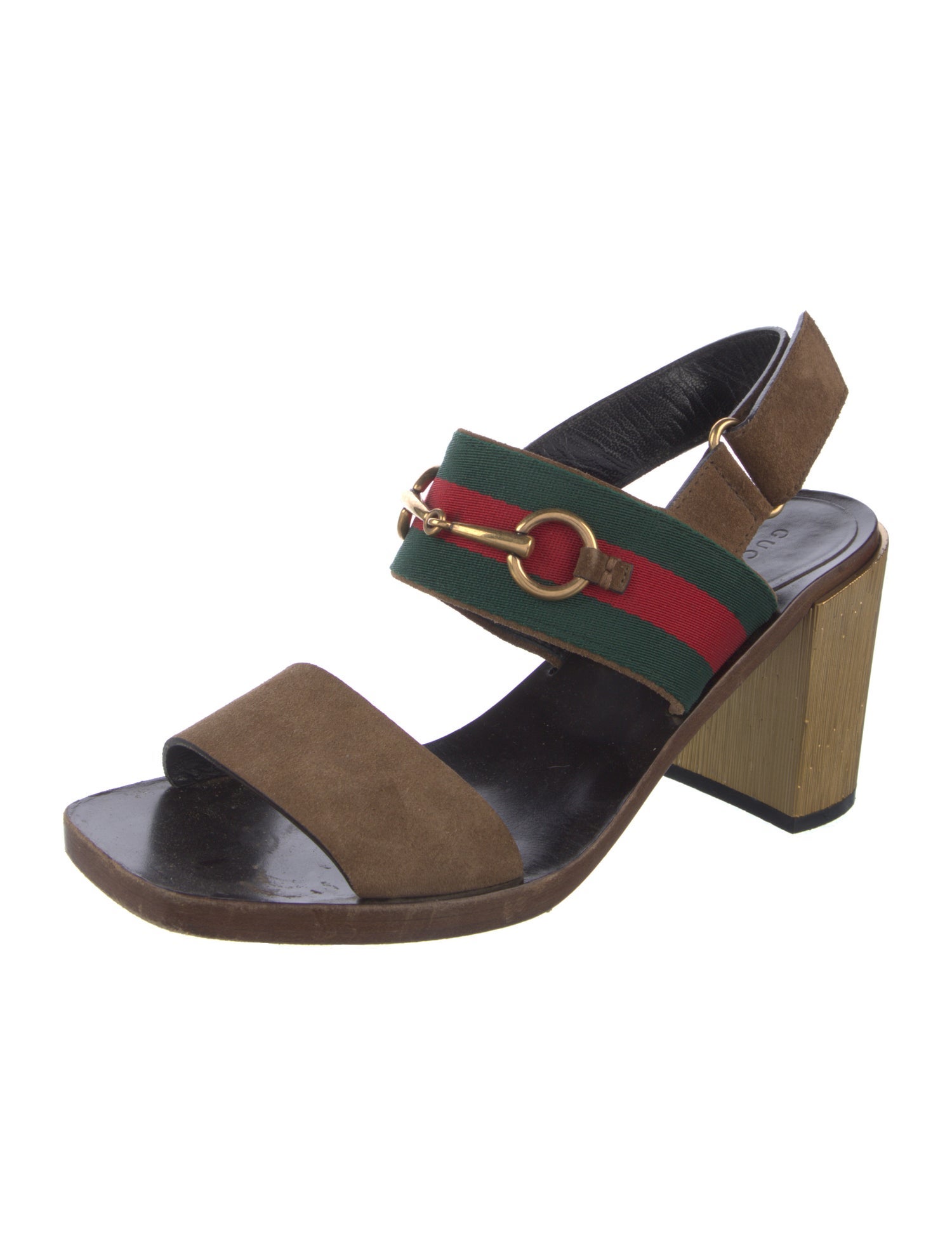 Gucci Web Accent Suede Slingback Sandals