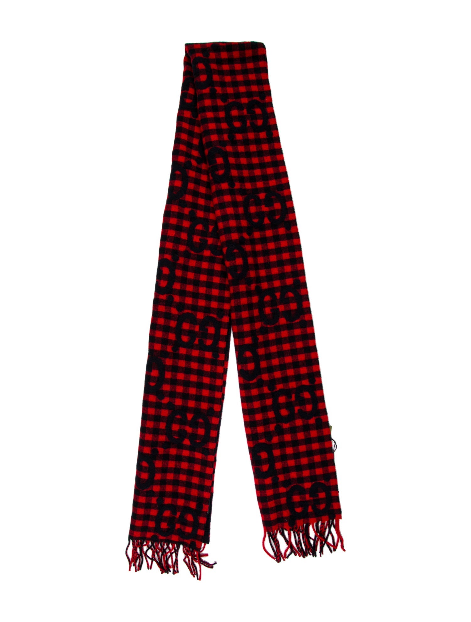 Gucci Wool Plaid Print Scarf w/ Tags