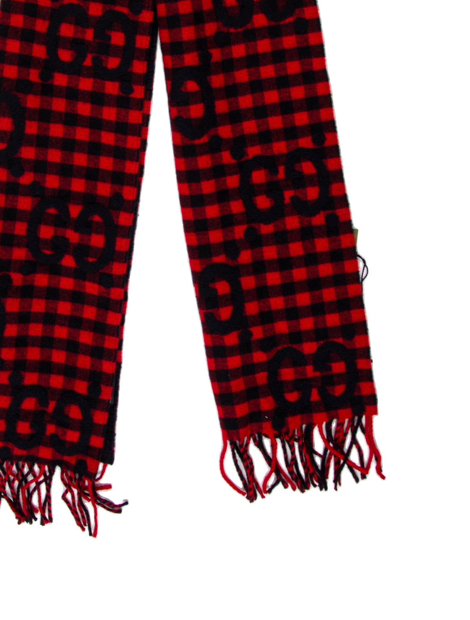 Gucci Wool Plaid Print Scarf w/ Tags