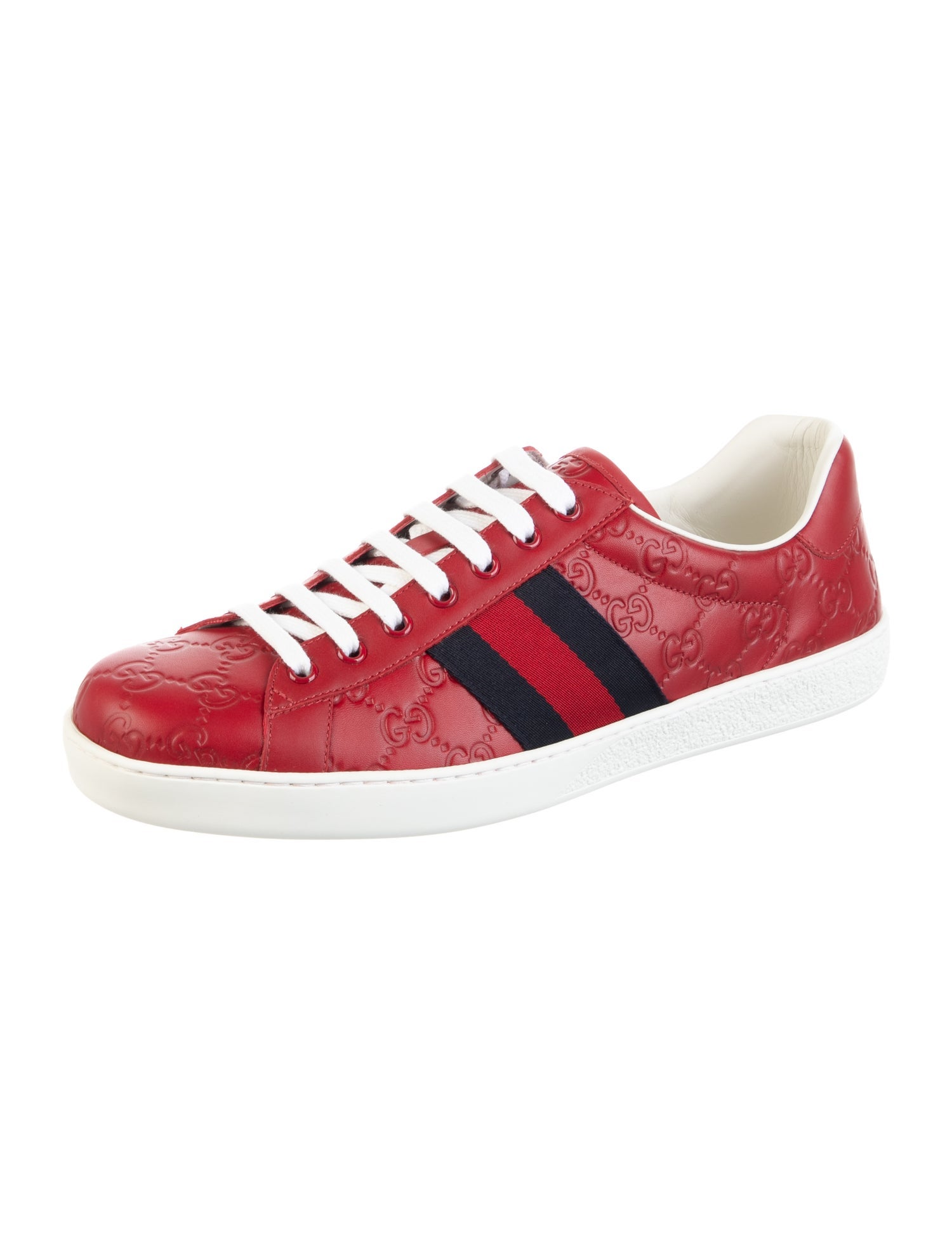 Gucci Sylvie Web Accent Leather Sneakers w/ Tags