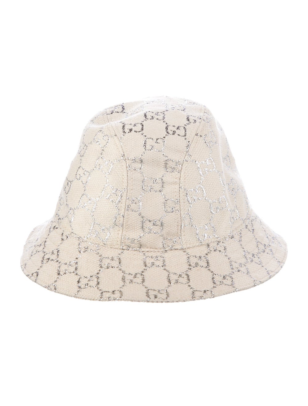 Gucci neutral metallicized pattern printed bucket… - image 1