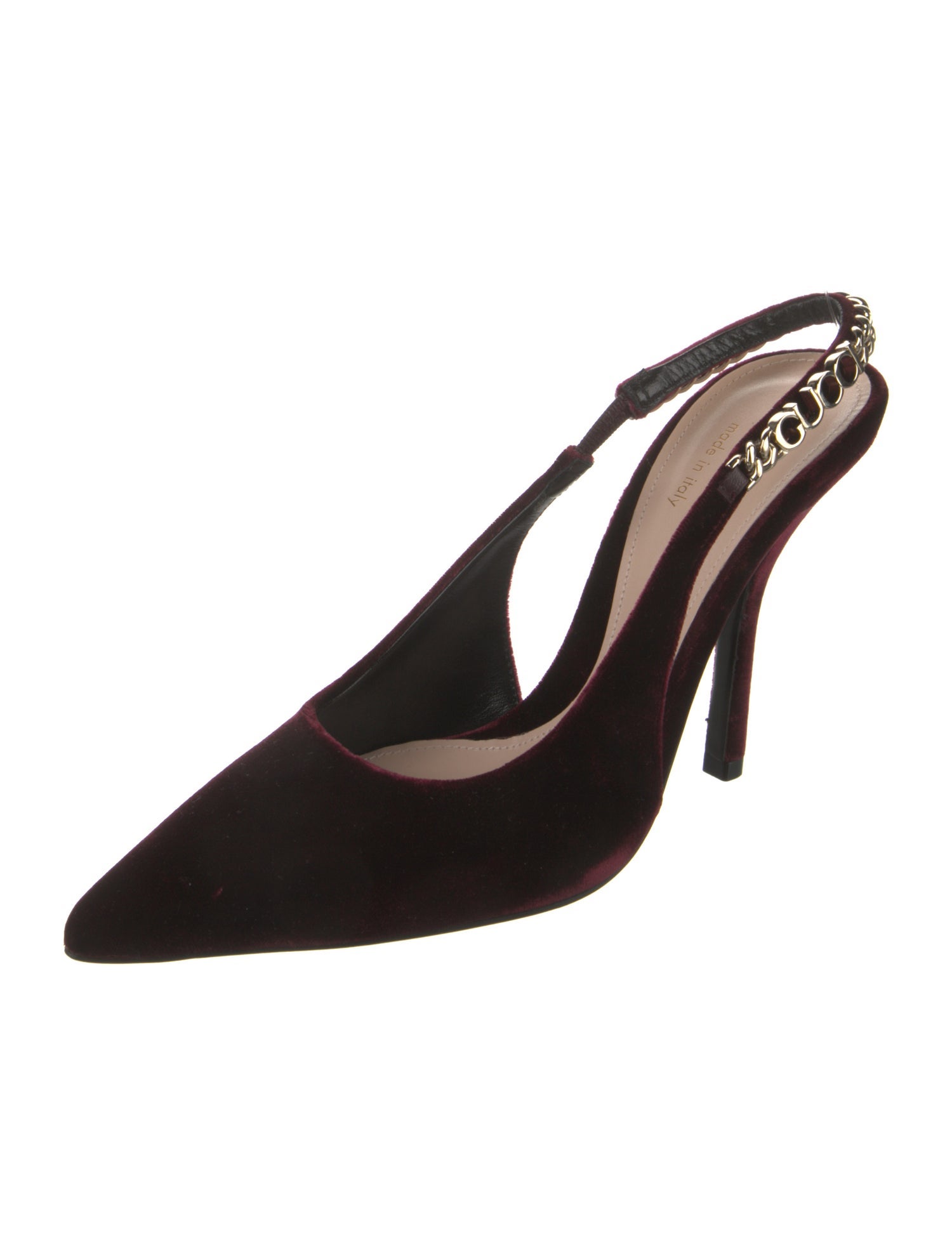 Gucci Velvet Chain-Link Accents Slingback Pumps