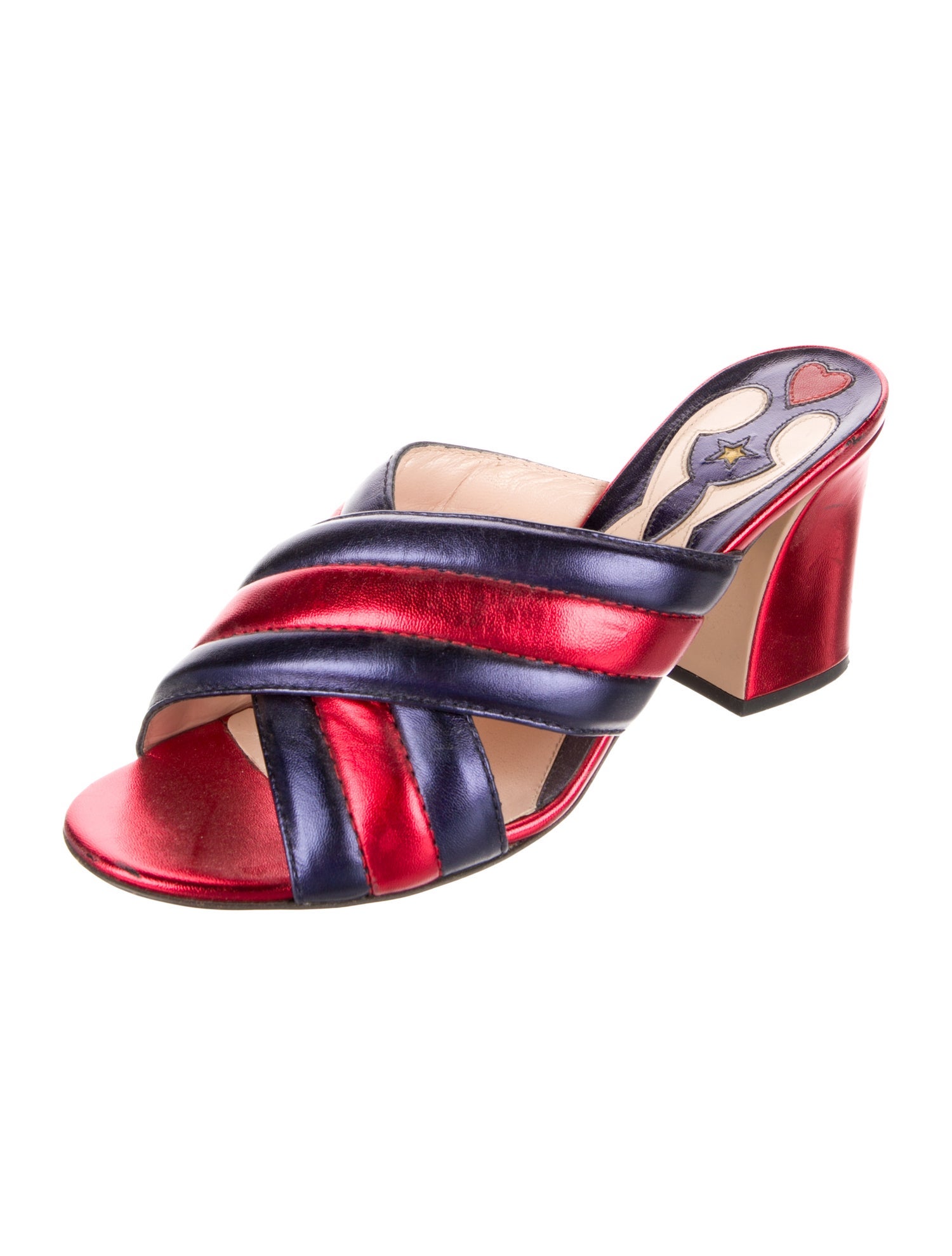 Gucci Sylvie Web Accent Leather Slides