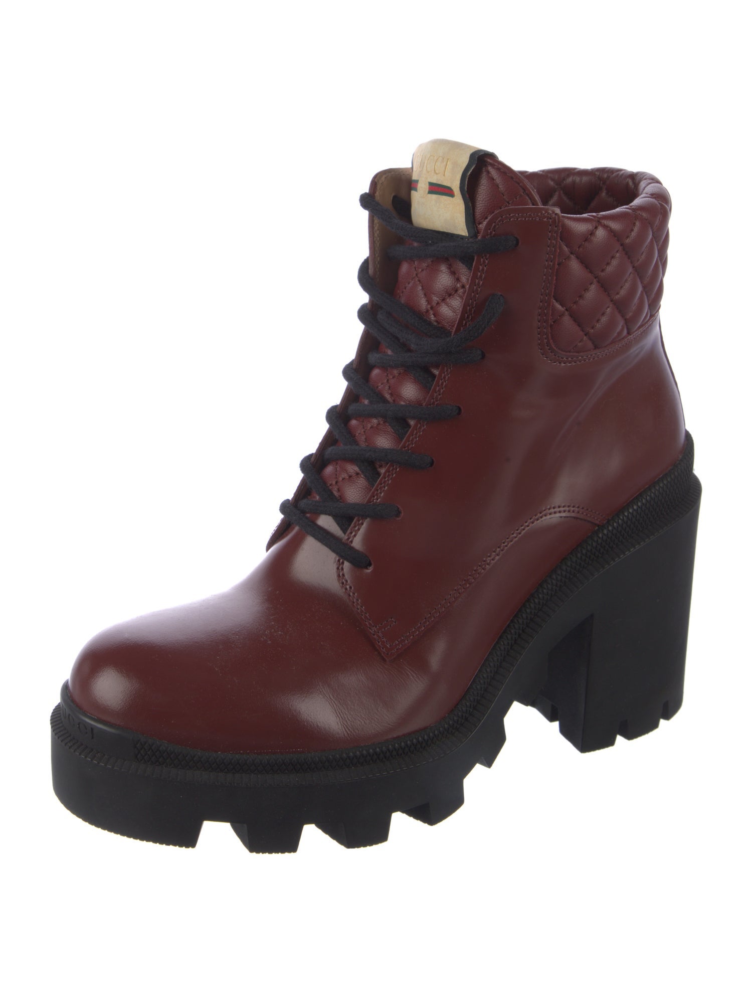 Gucci Quilted Pattern Leather Combat Boots