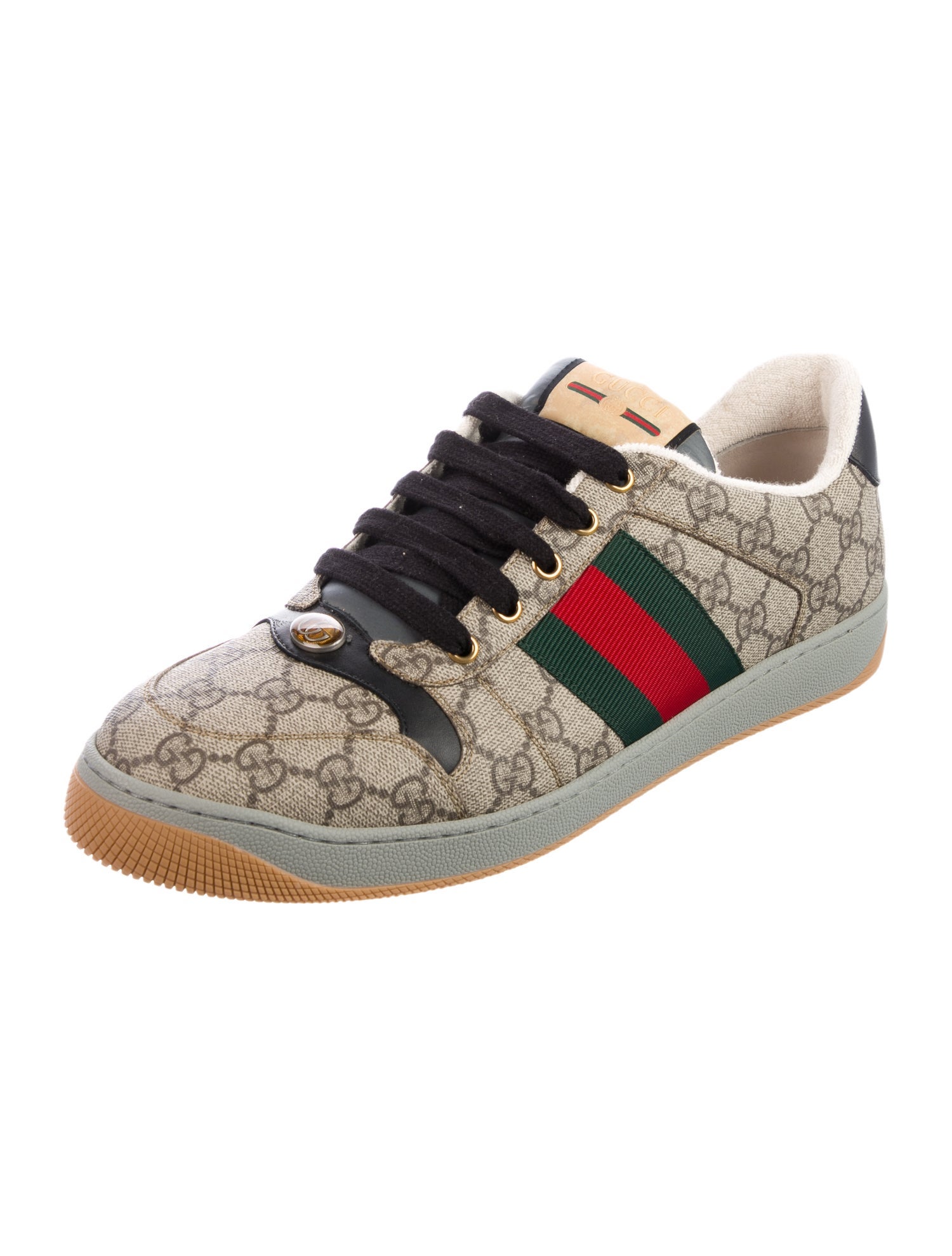 Gucci GG Supreme Leather Trim Embellishment Sneakers