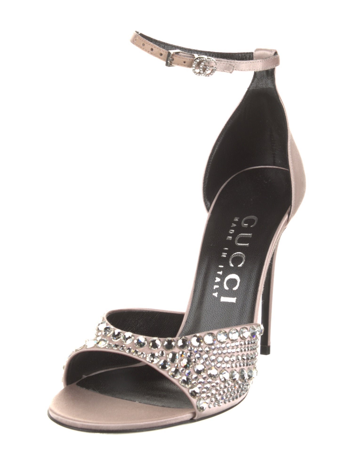 Gucci Satin Crystal Embellishments Sandals