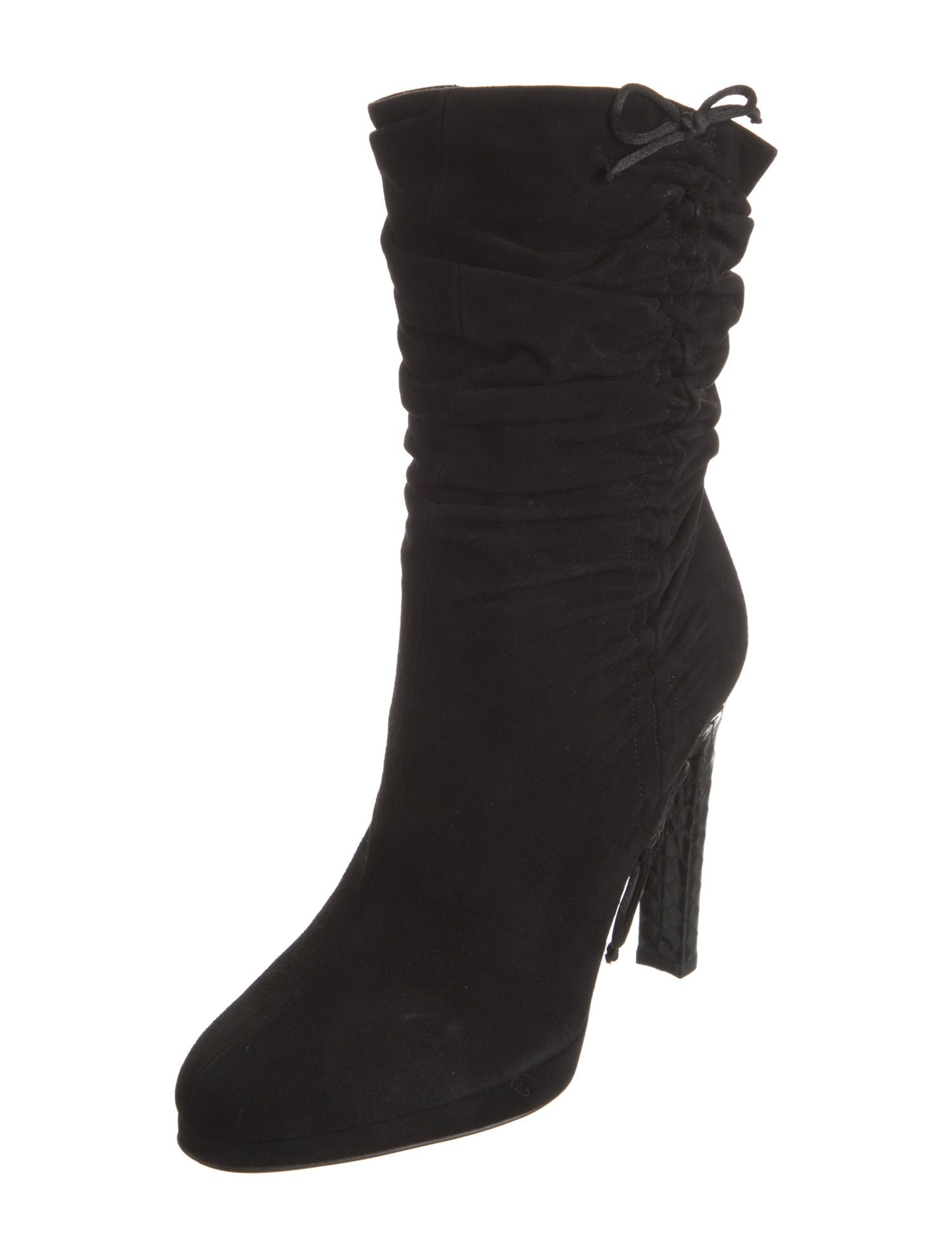 Gucci Suede Bow Accents Slouch Boots