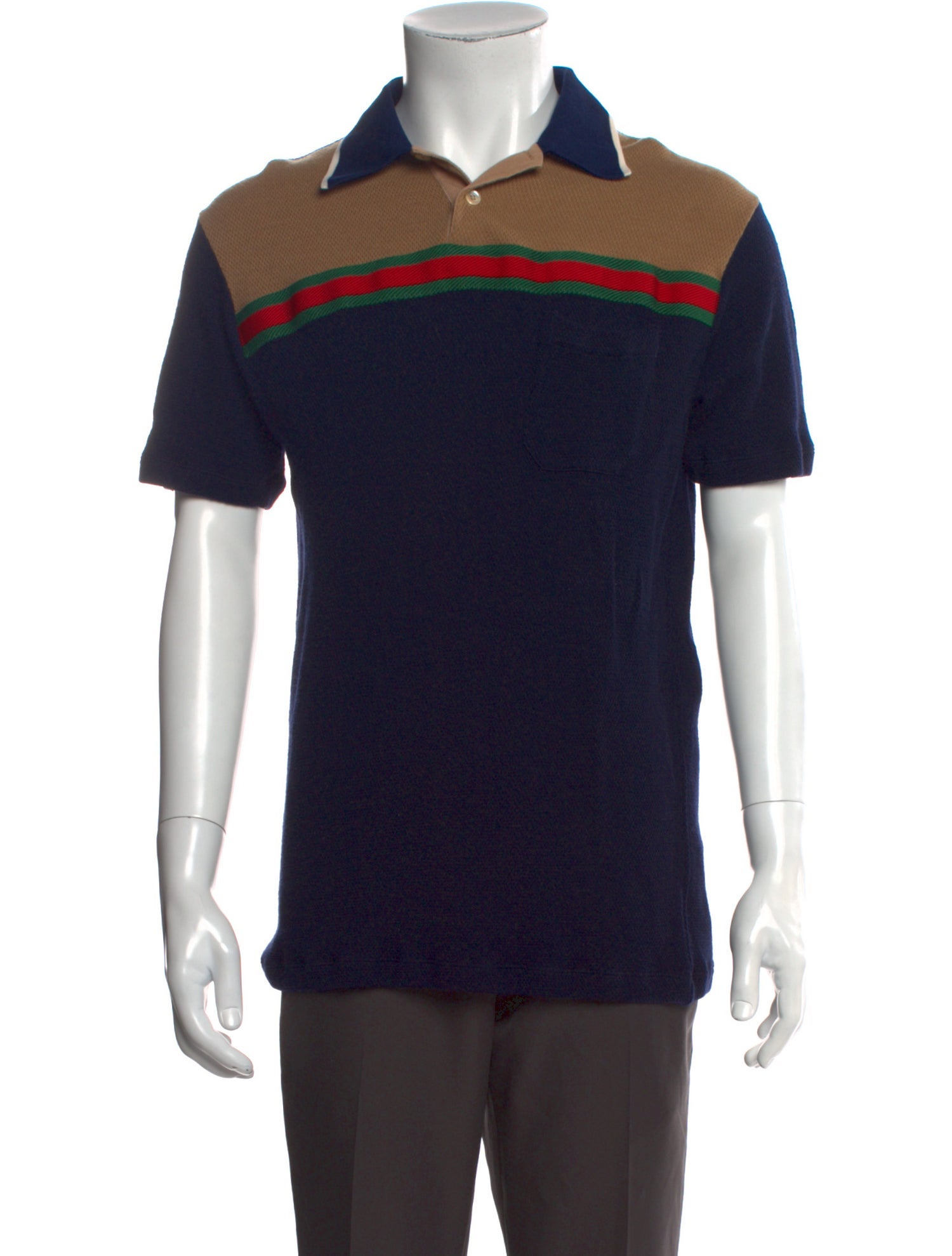 Gucci Web Accent Wool Polo Sweater