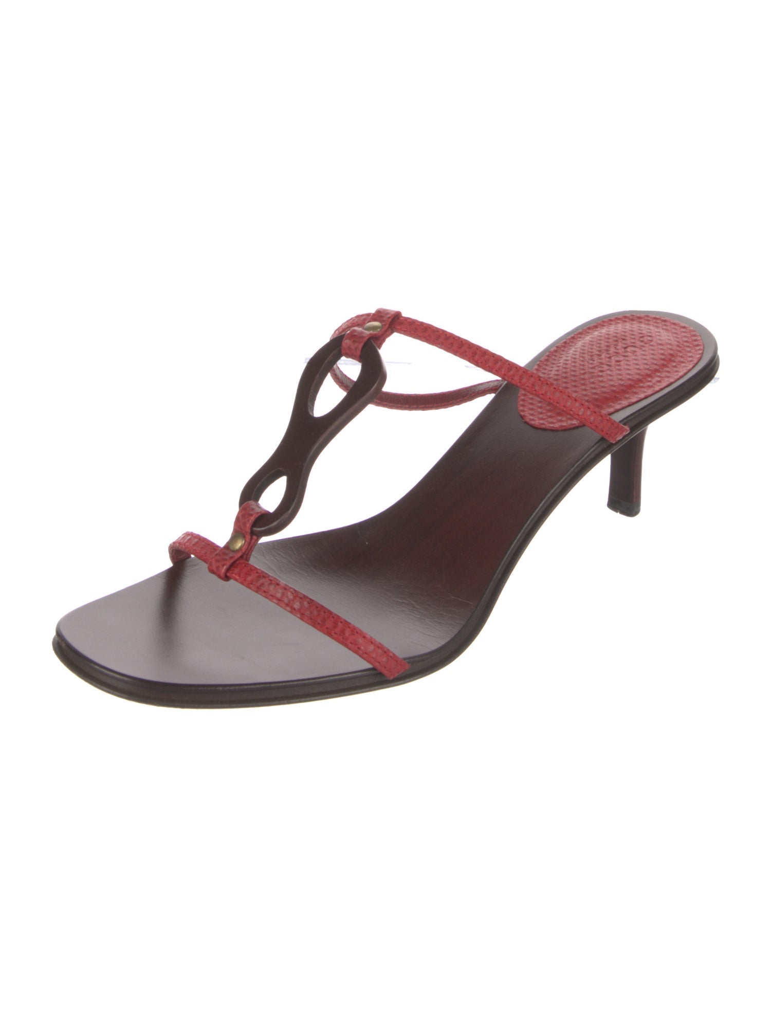 Gucci Leather T-Strap Sandals