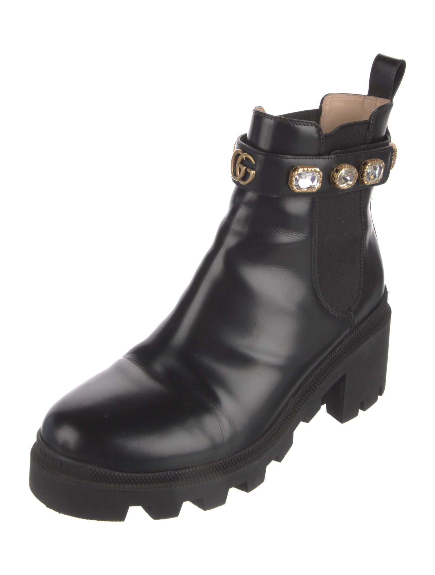 Gucci Double G Logo Leather Chelsea Boots