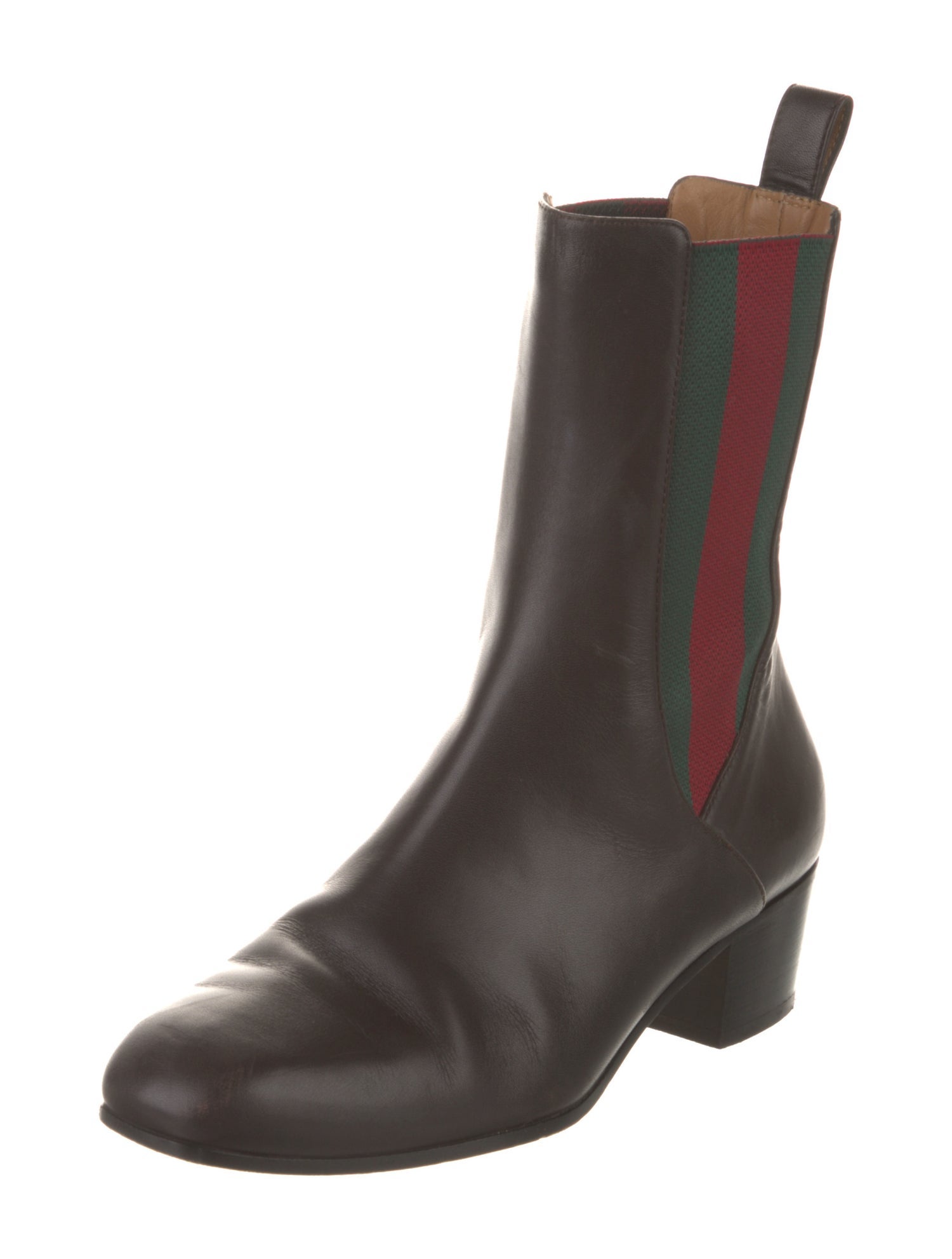 Gucci Web Accent Leather Chelsea Boots