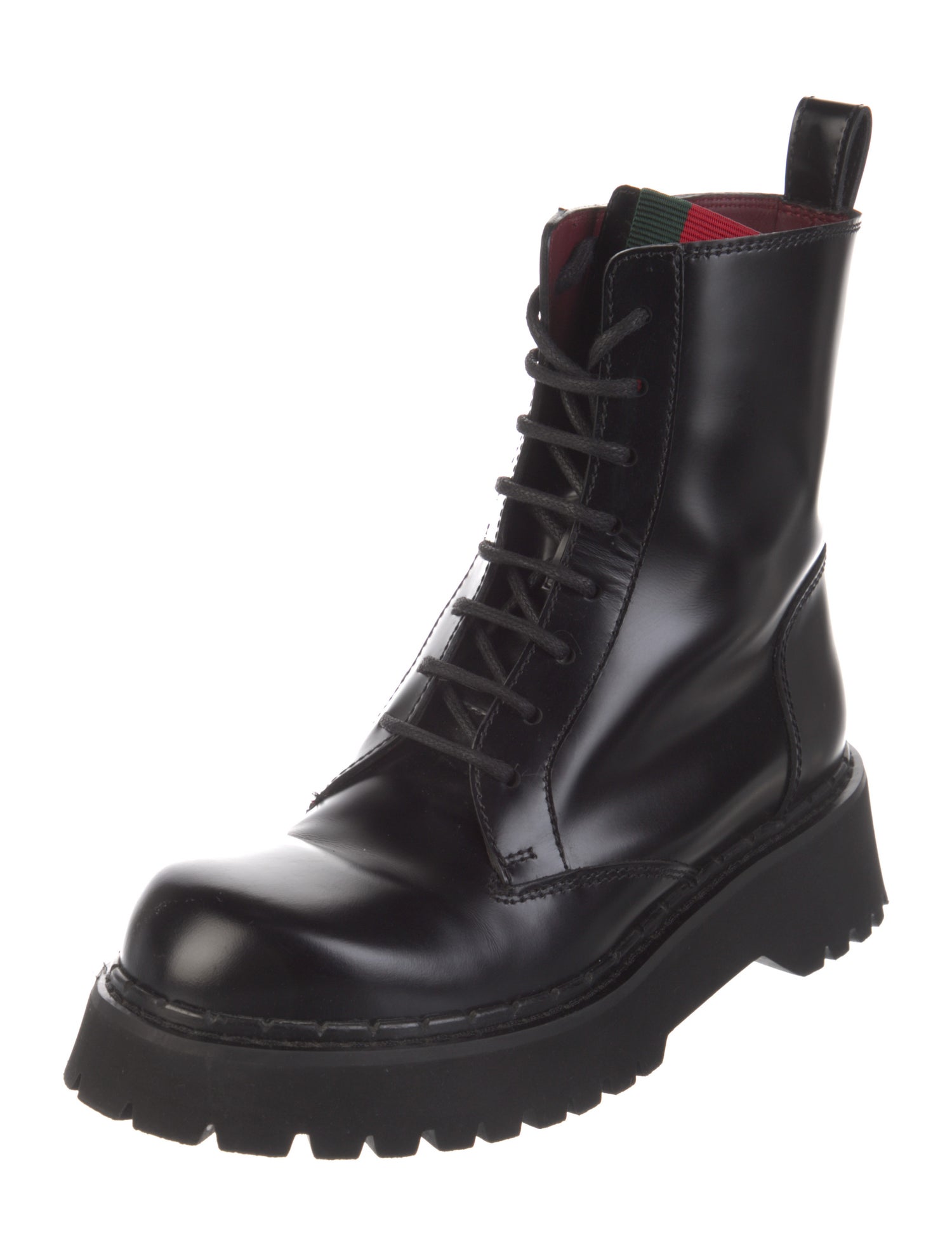 Gucci Interlocking G Logo Leather Combat Boots