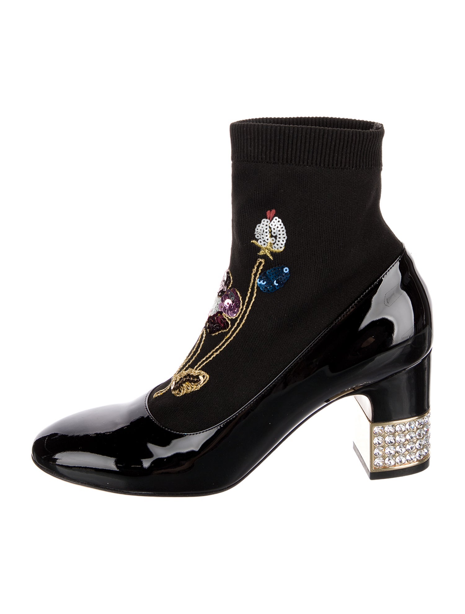 Gucci Patent Leather Patterned Sock Boots