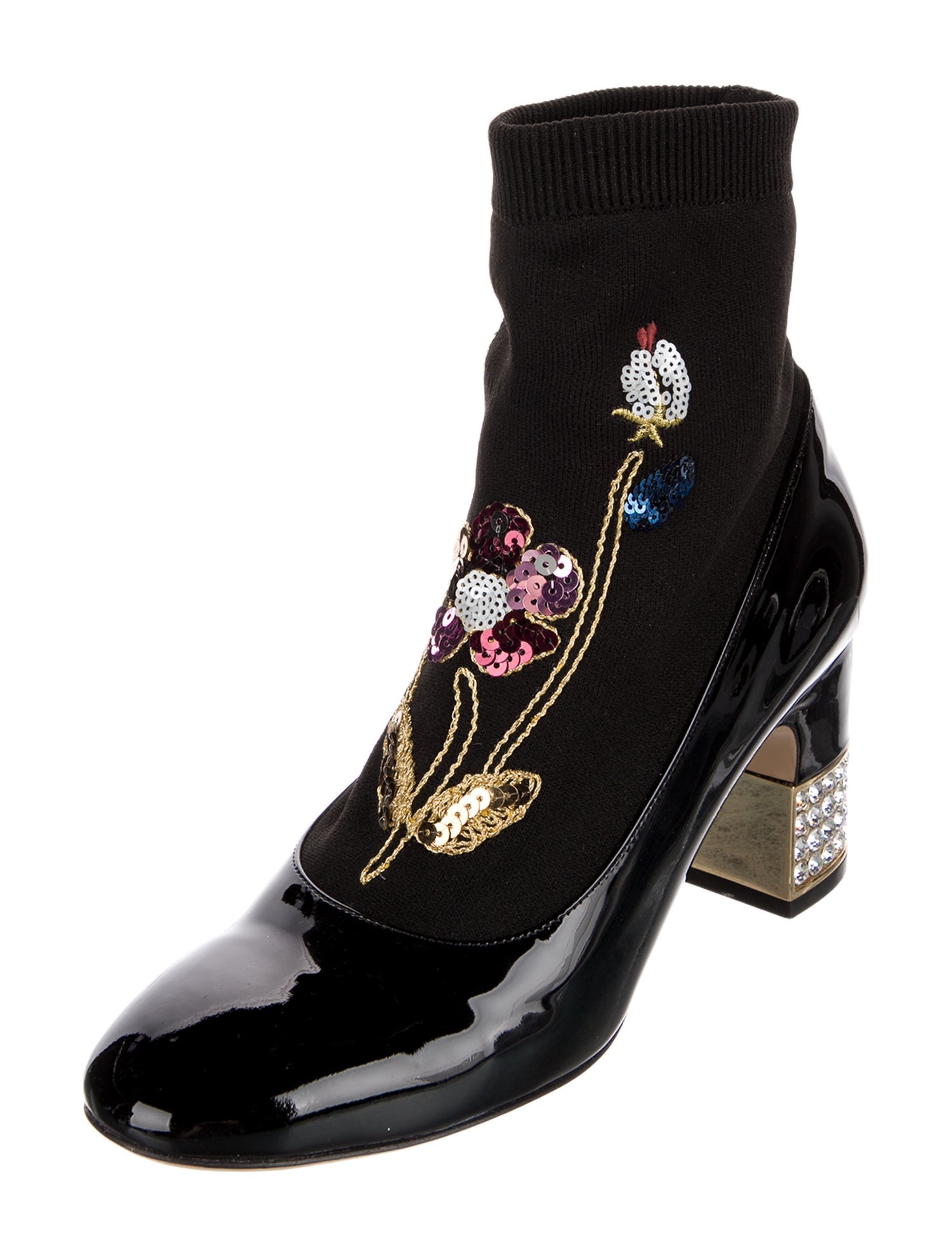 Gucci Patent Leather Patterned Sock Boots