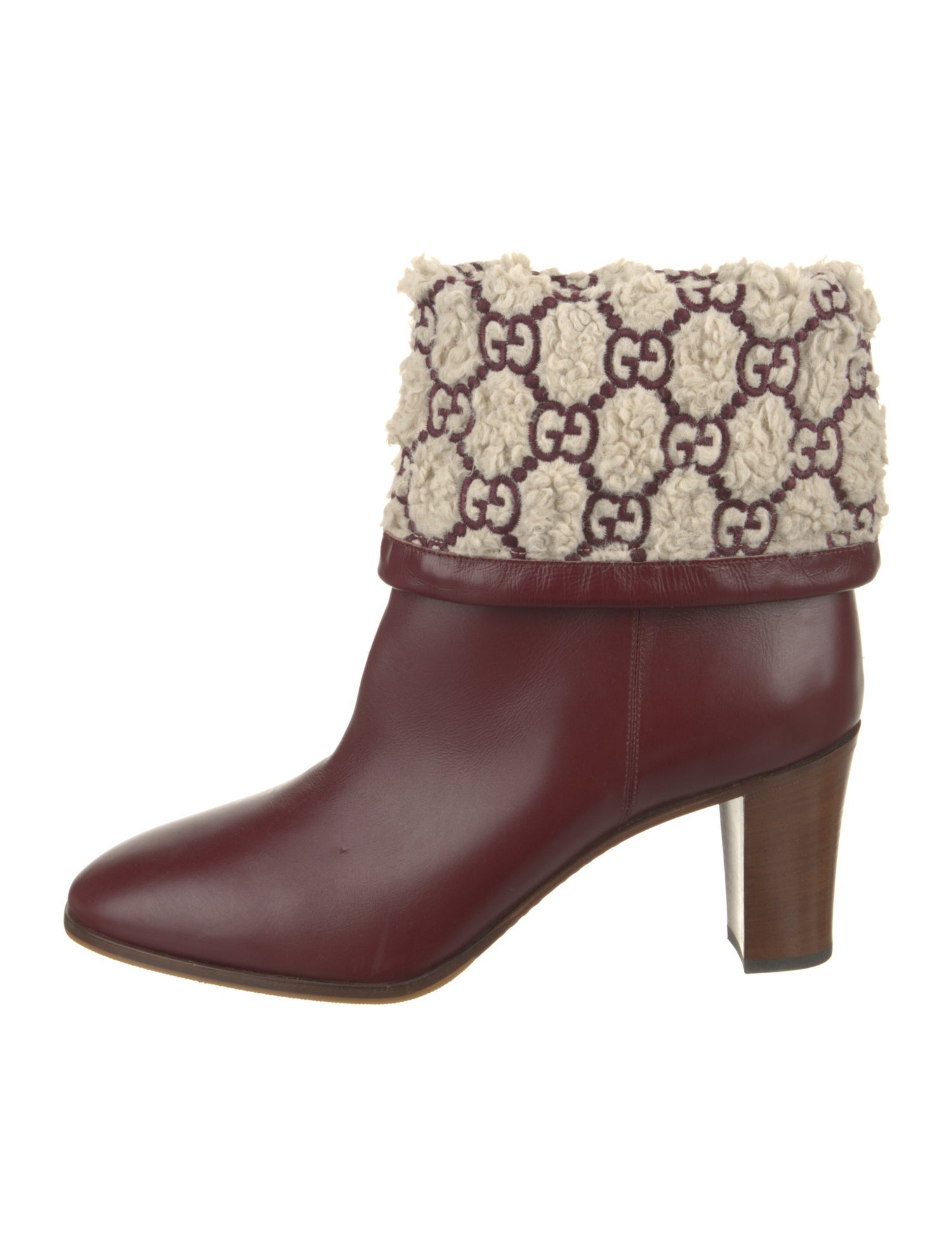 Gucci Leather Printed Lace-Up Boots