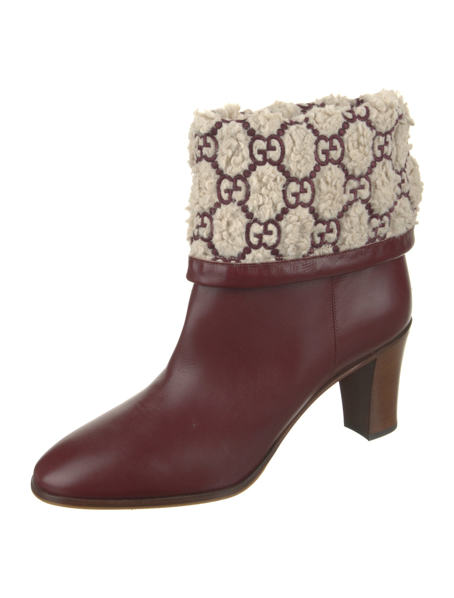 Gucci Leather Printed Lace-Up Boots