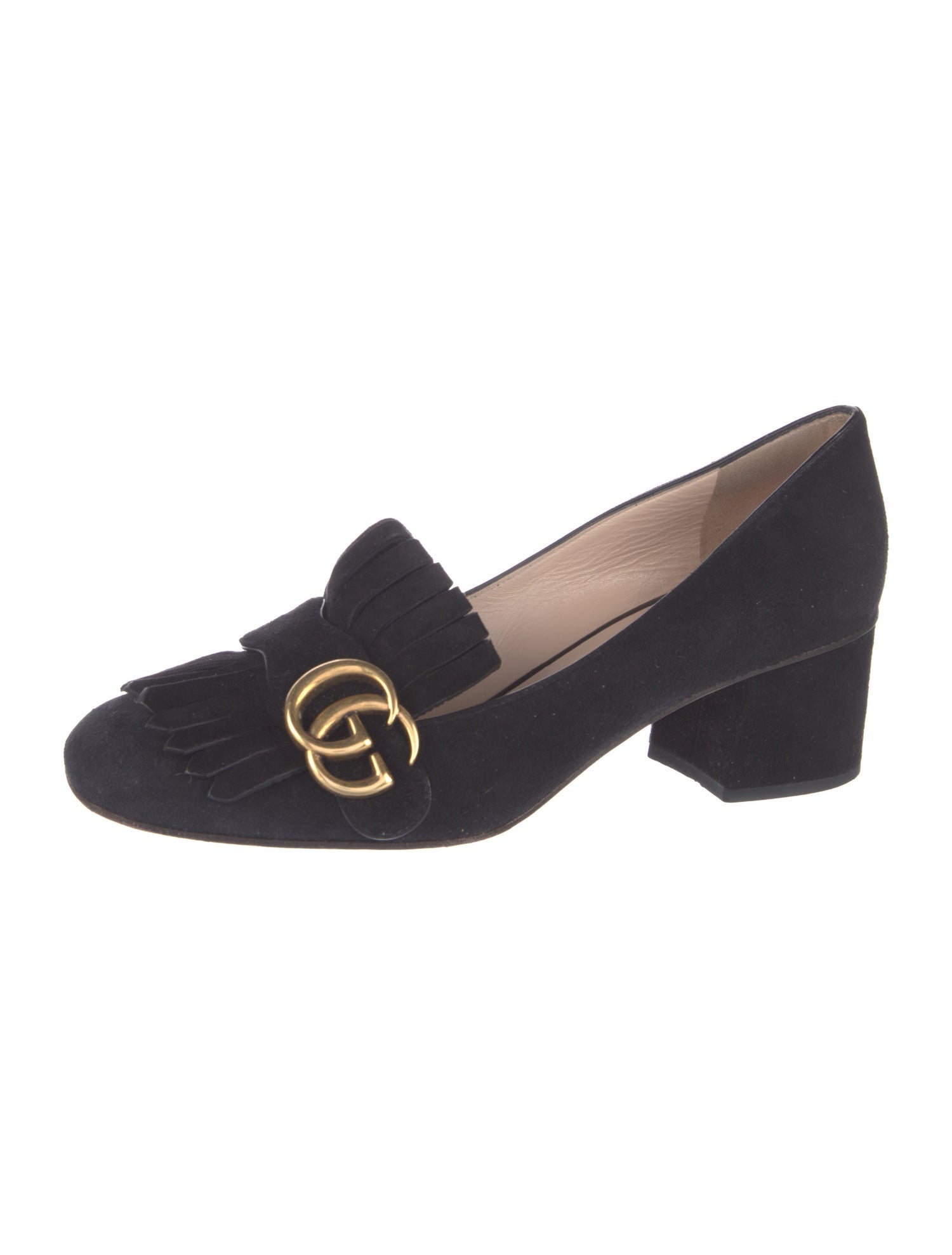Gucci Double G Logo Suede Pumps