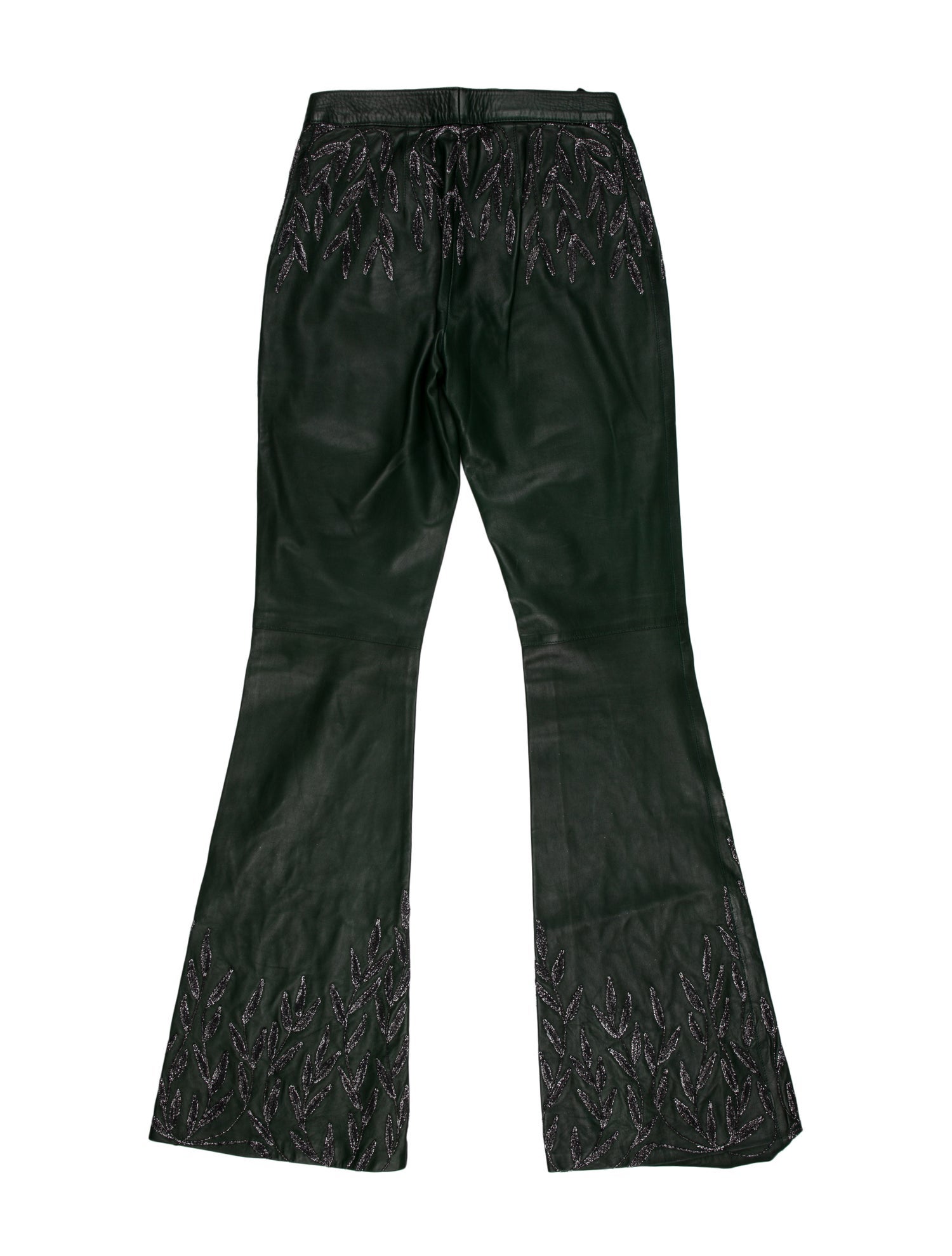 Gucci Vintage 1999 Embroidered Flared Leather Pants