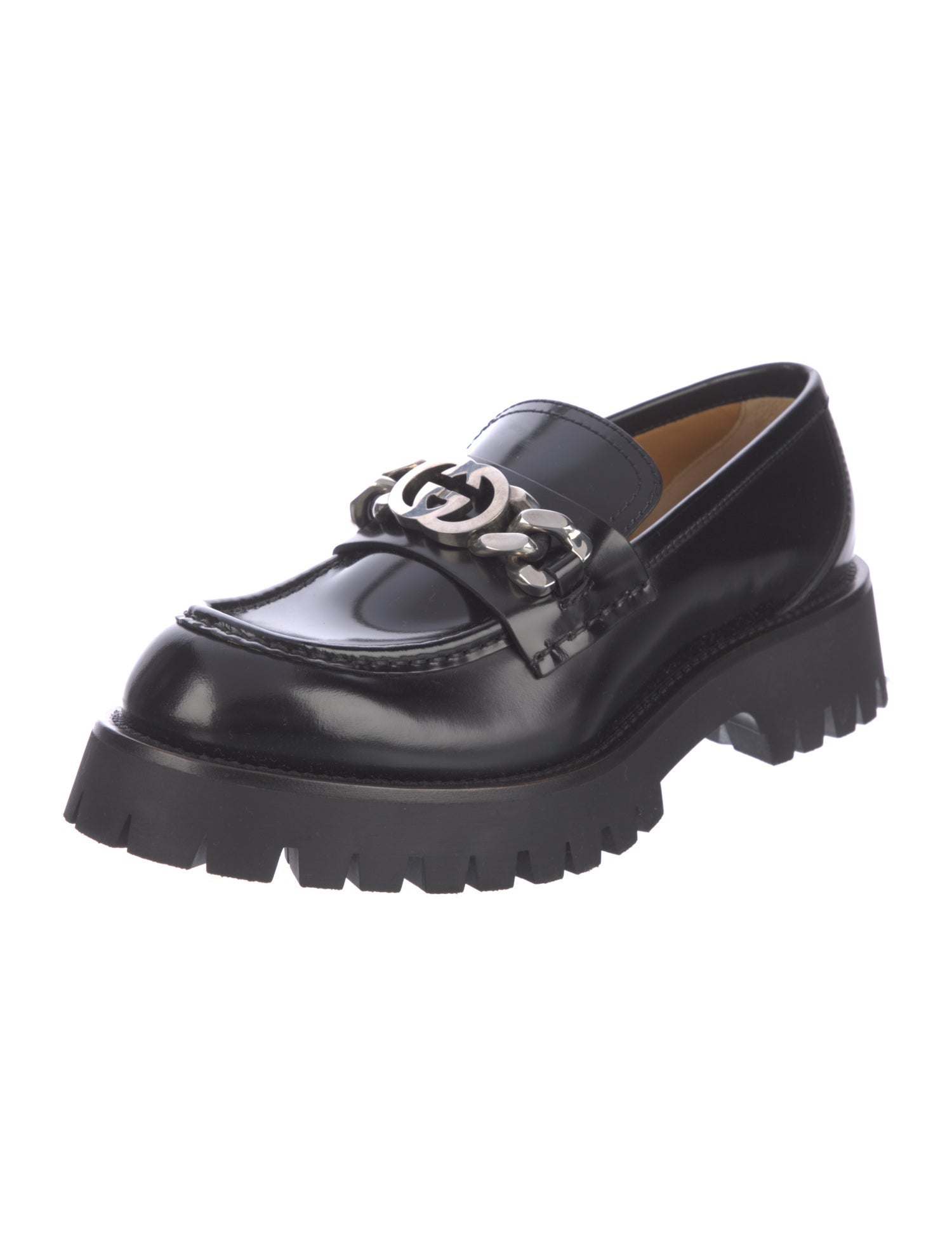 Gucci Interlocking G Logo Leather Loafers