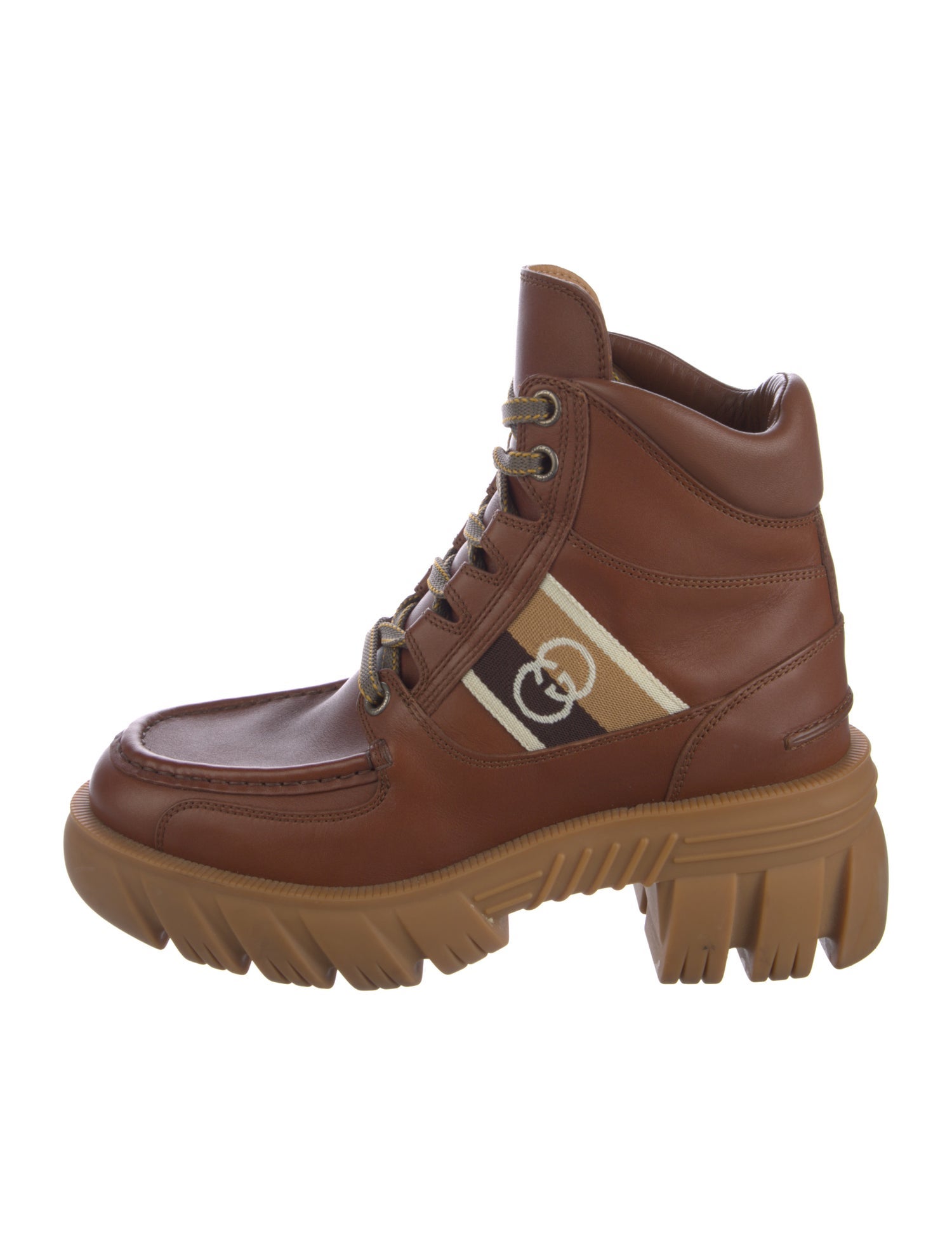Gucci Interlocking G Logo Leather Combat Boots