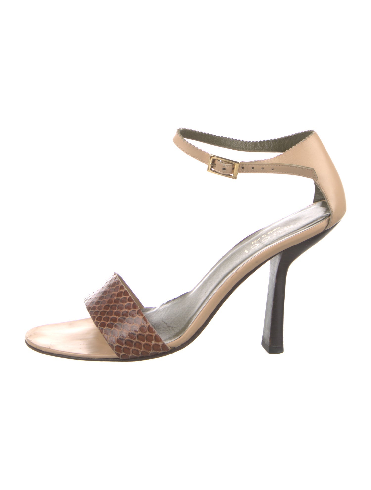 Gucci Leather Animal Print Sandals