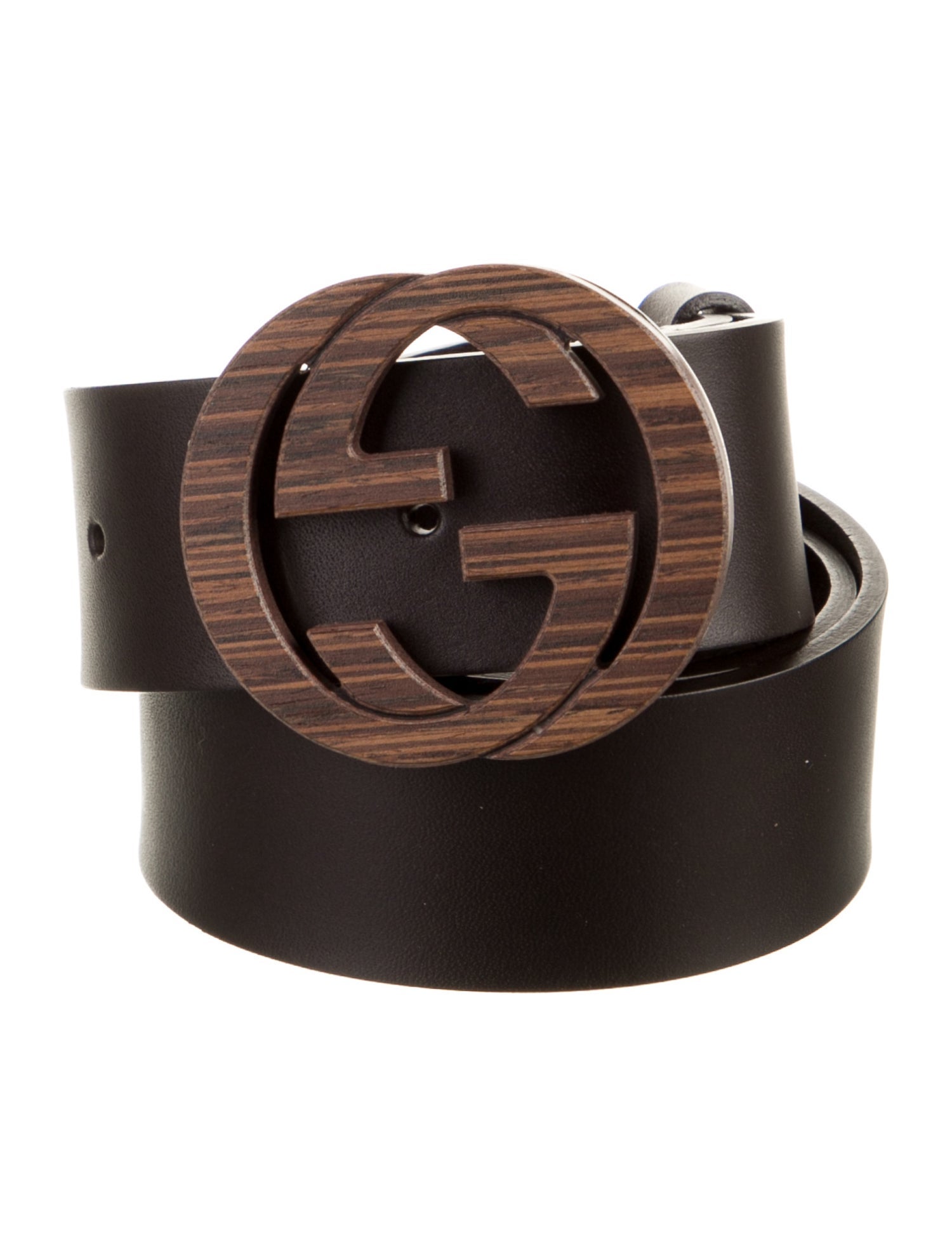 Gucci Wood Interlocking G Logo Belt